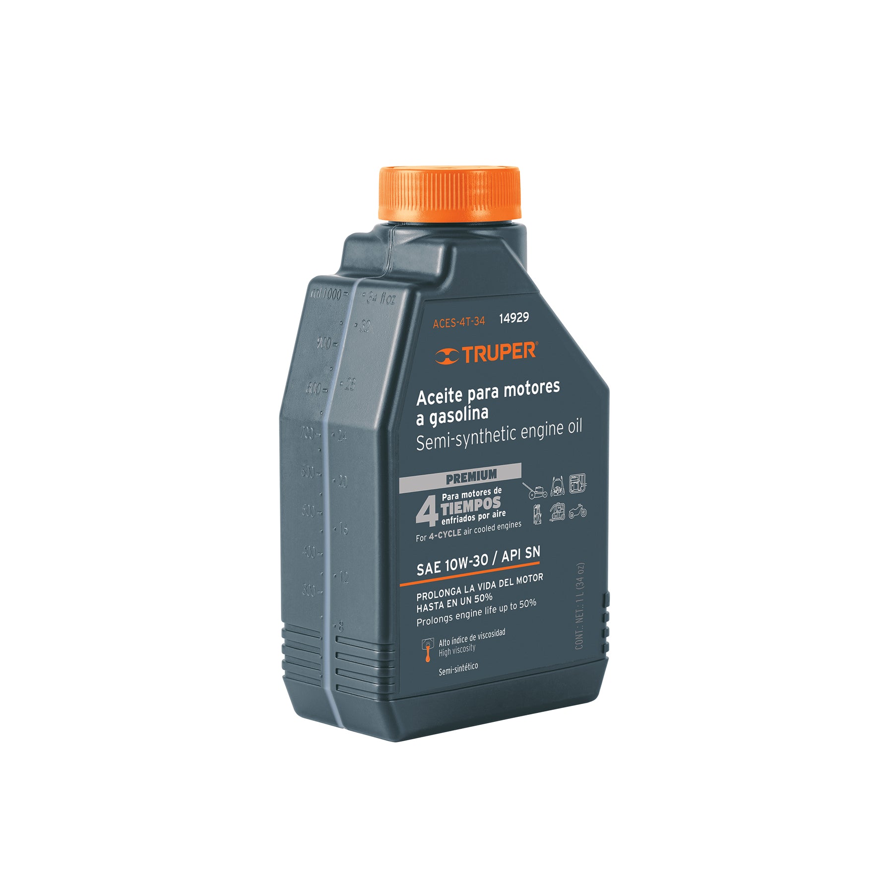 Aceite semi-sintÈtico, 4 tiempos, 1000ml (34 oz), TRUPER