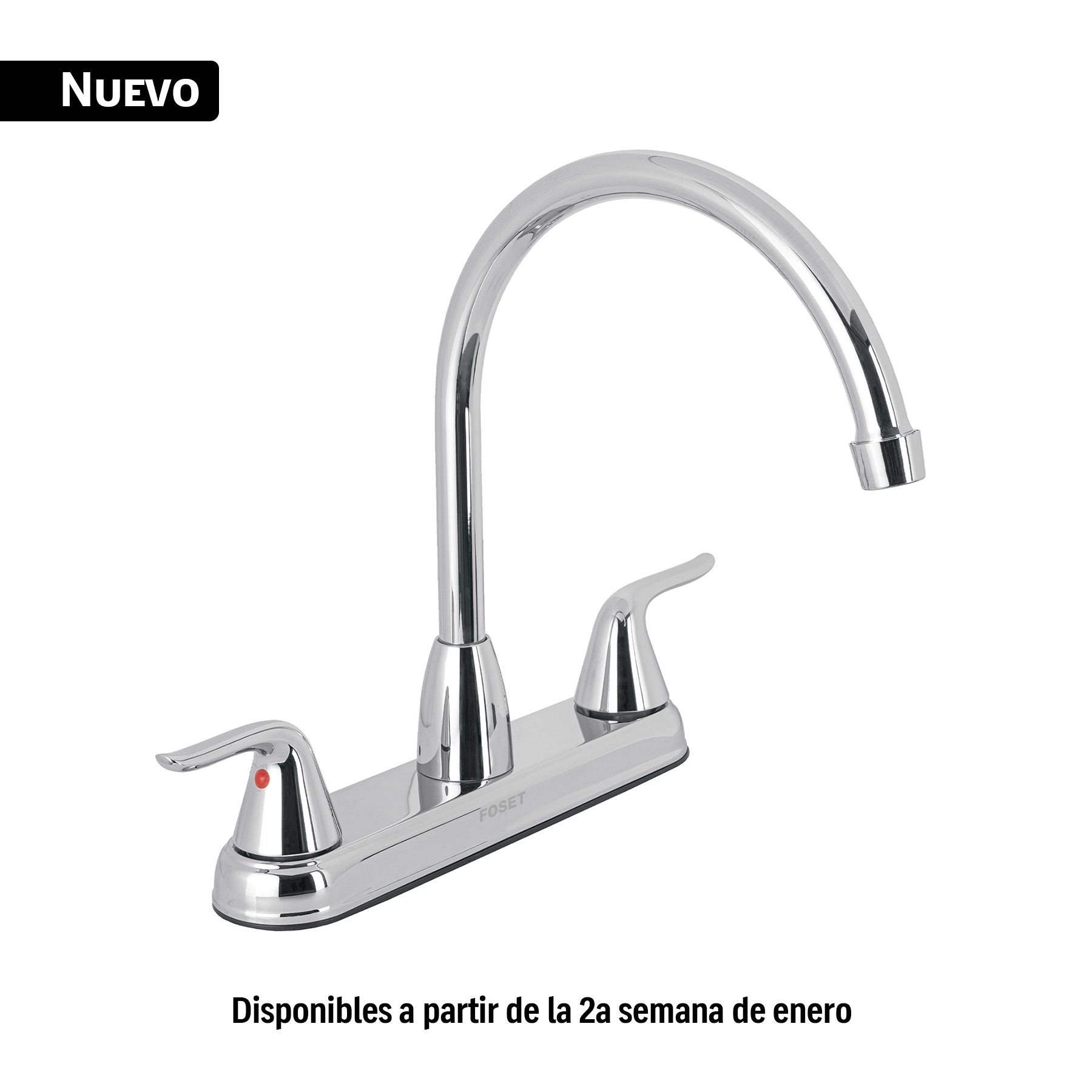 Mezcladora fregadero 8" cromo, c. largo, palanca AERO, Foset, AEF-84, 44902