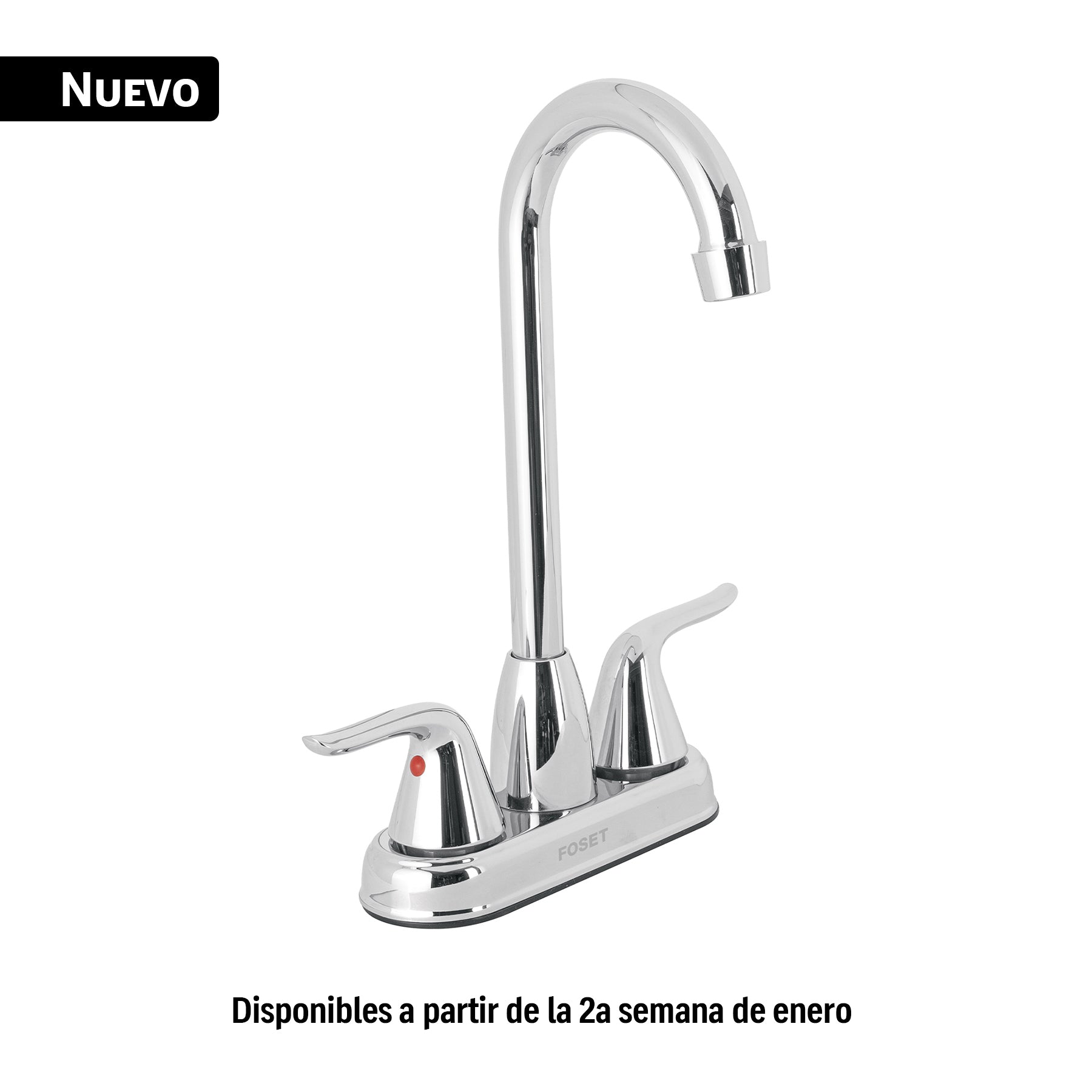 Mezcladora lavabo 4" cromo, tipo bar, palanca AERO, Foset, AEM-49, 44898