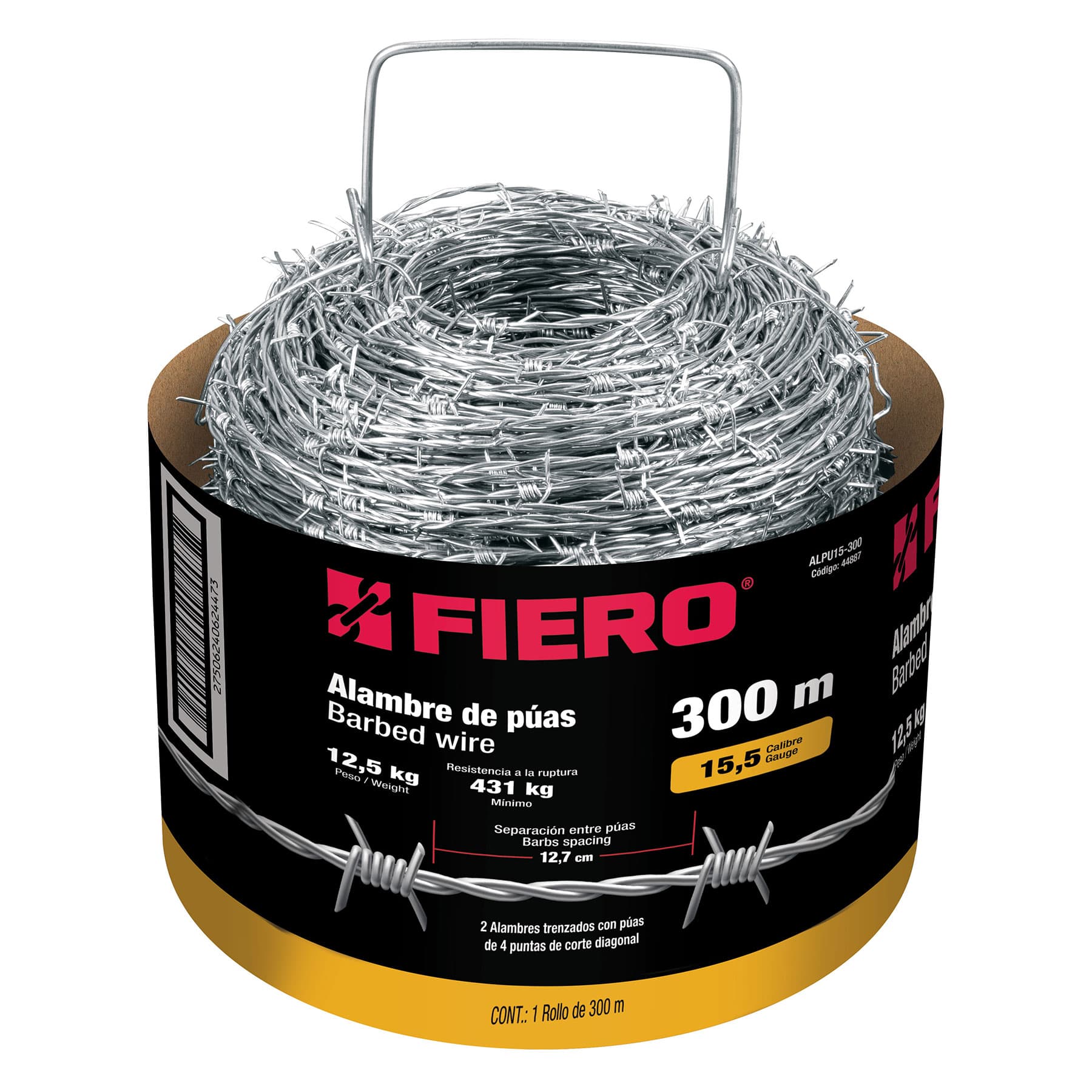 Rollo de alambre de púas 300m calibre 15.5, Fiero