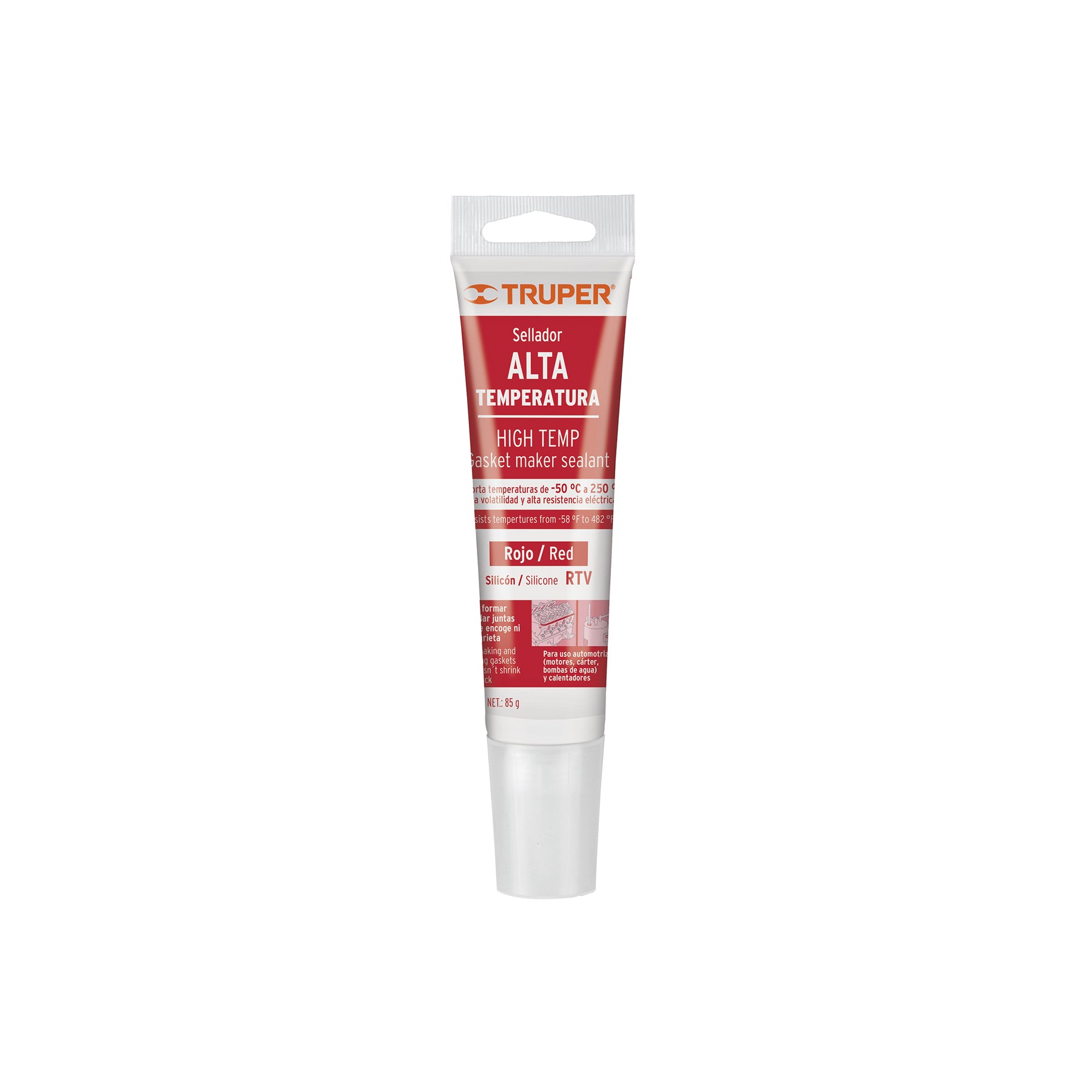 Sellador de silicón rojo para altas temperaturas, 85 g