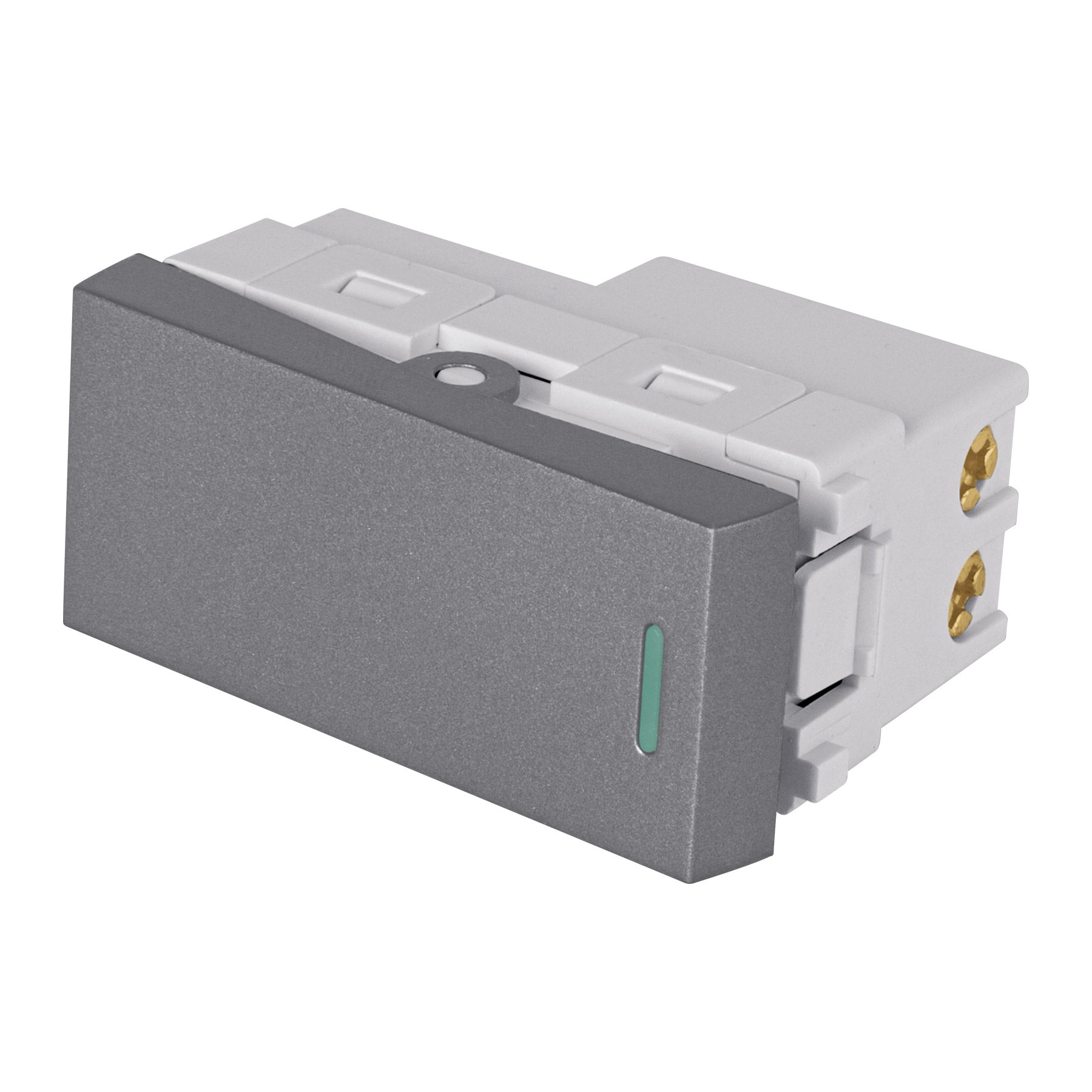 Interruptor de 3 vías acero inox de 1 módeloulo, línea Lisboa