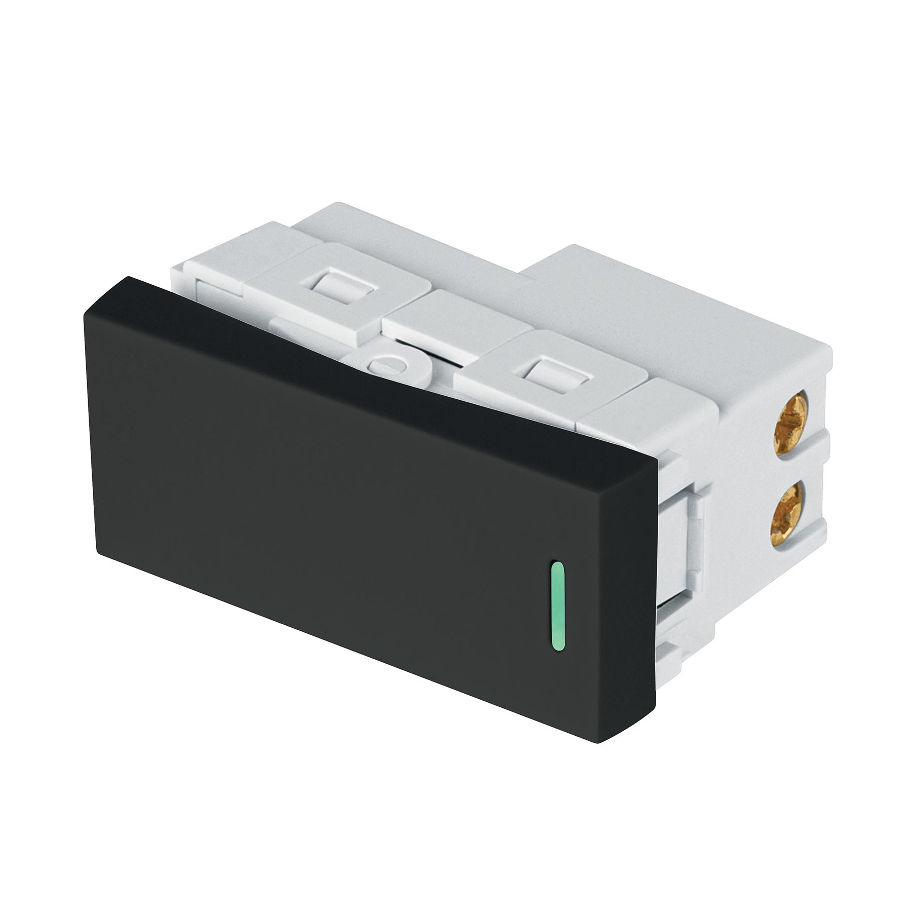 Interruptor de 3 vías negro de 1 módeloulo, línea Lisboa