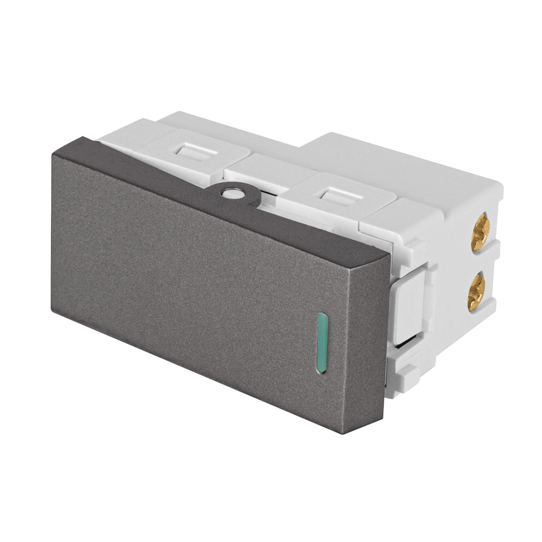 Interruptor sencillo acero inox de 1 módeloulo, línea Lisboa