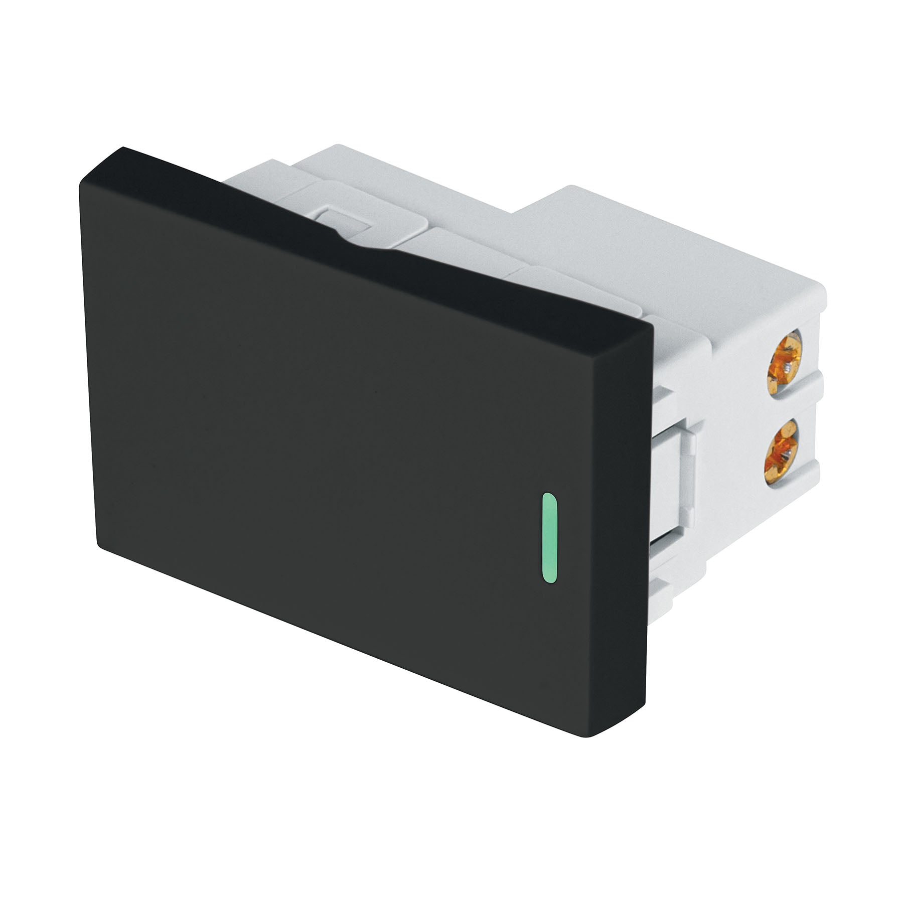 Interruptor sencillo negro de 1.5 módeloulos, línea Lisboa