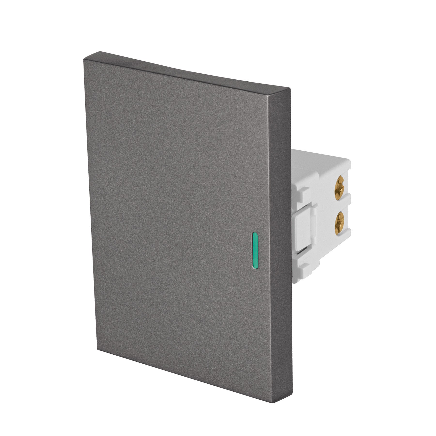 Interruptor sencillo acero inox de 3 módeloulos, línea Lisboa