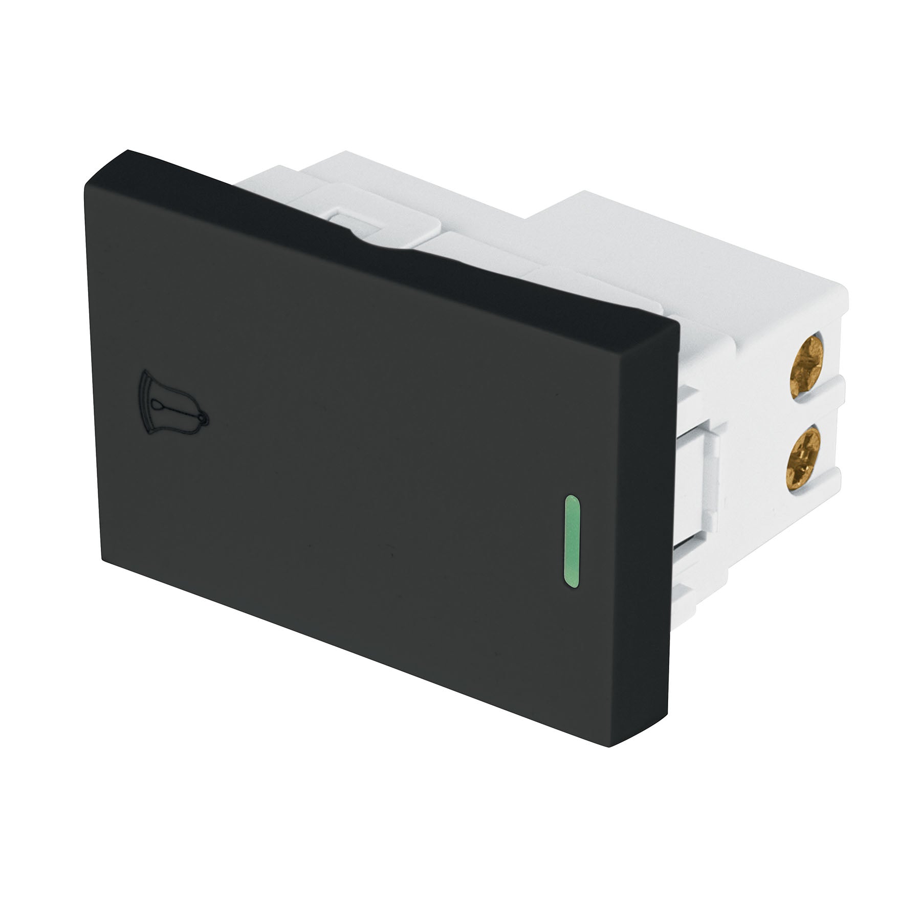 Interruptor para timbre negro de 1.5 módeloulos, línea Lisboa