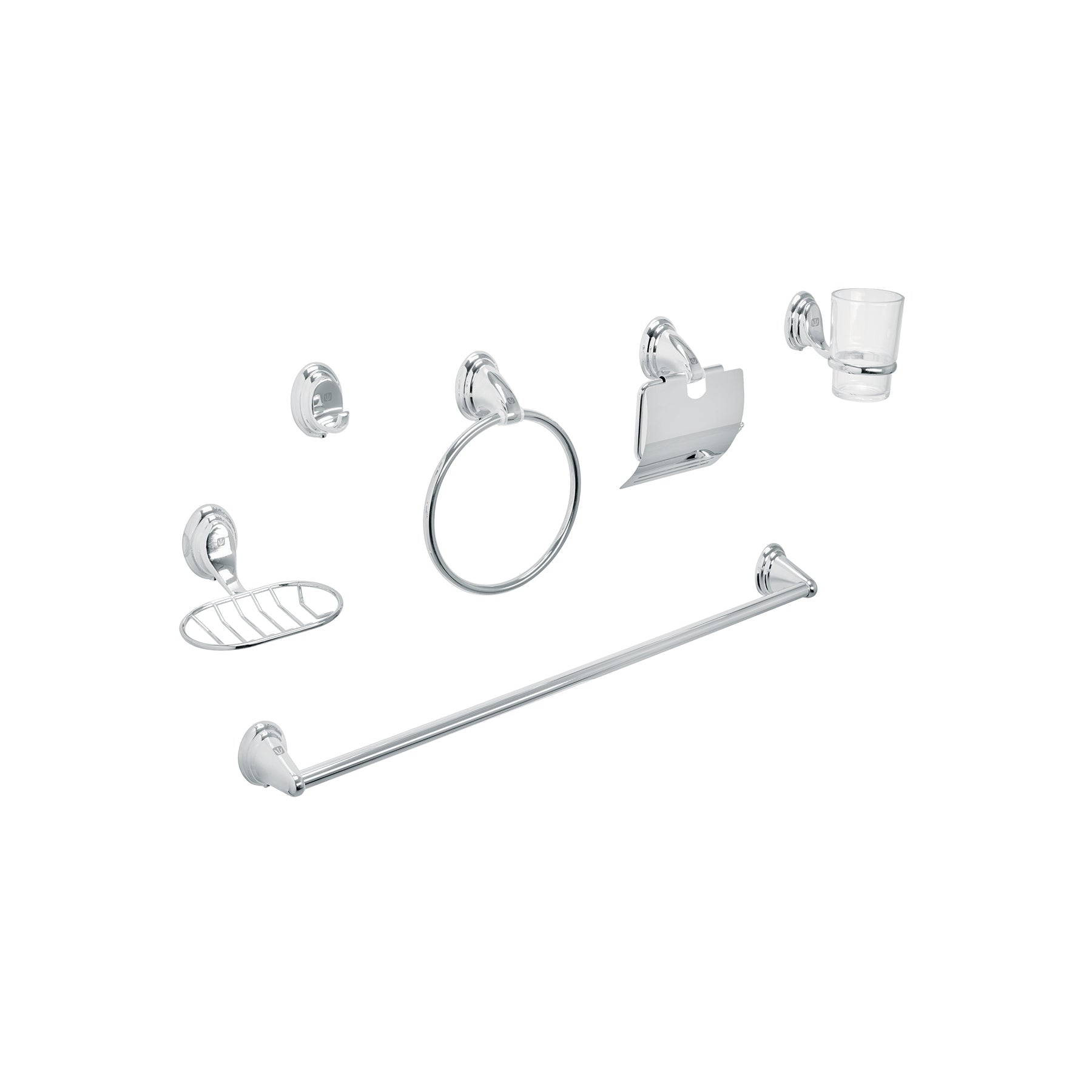 Juego de 6 accesorios para baño, cromo AQUA, Foset, AQA-4003, 48341
