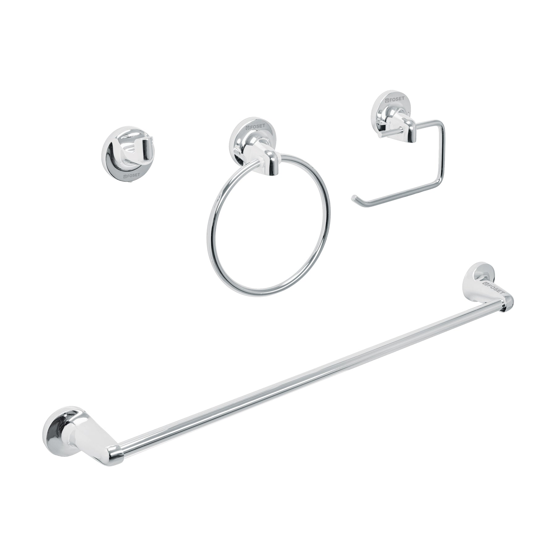 Juego de 4 accesorios para baño metálicos, Foset Aqua