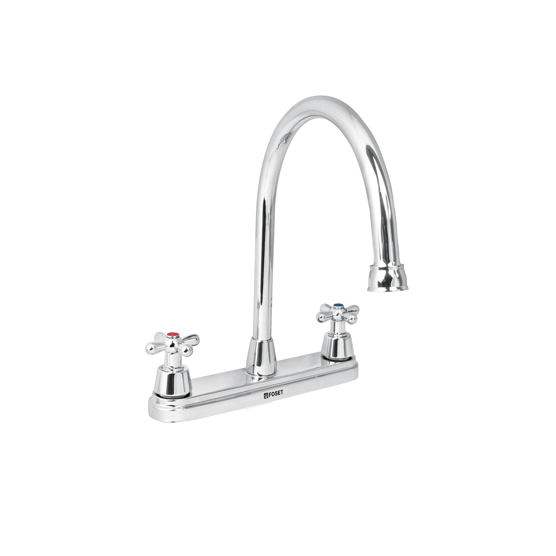 Mezcladora fregadero 8" cromo, cuello largo, cruceta, AQUA, Foset, AQF-81, 49686