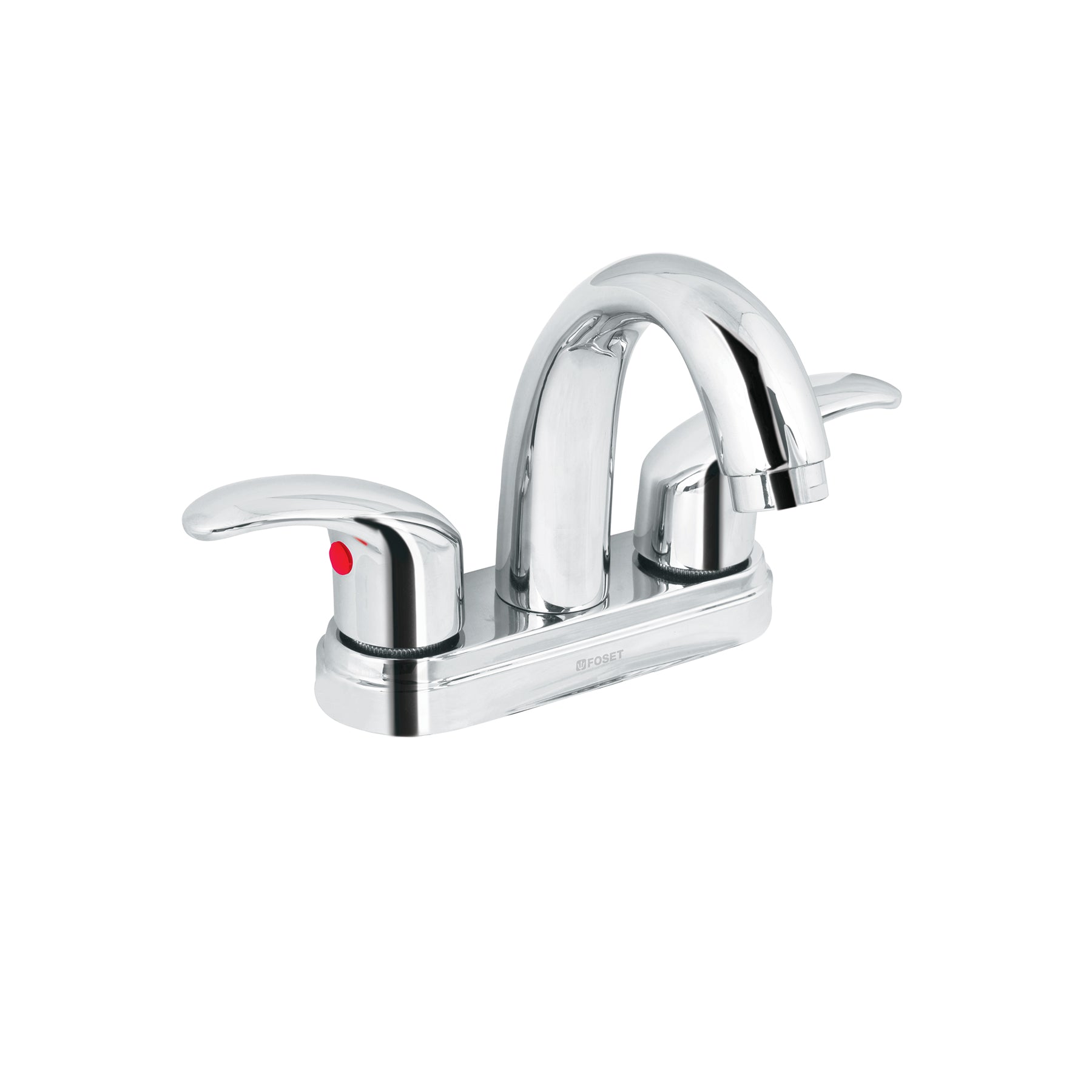 Mezcladora lavabo 4" cromo, nariz curva, palanca, AQUA, Foset, AQM-52, 49693