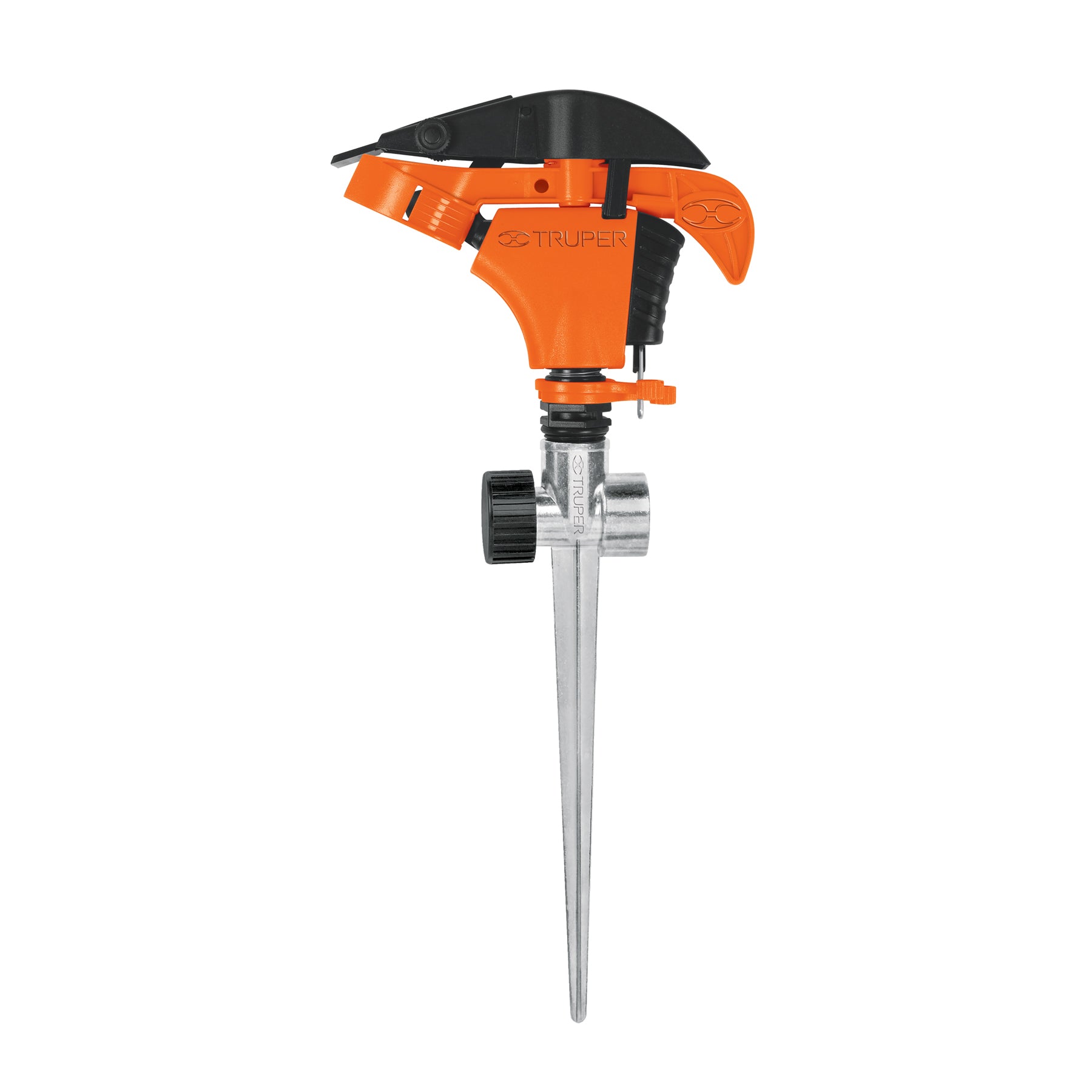 Aspersor plástico 11", dos vías, estaca metalica, Truper
