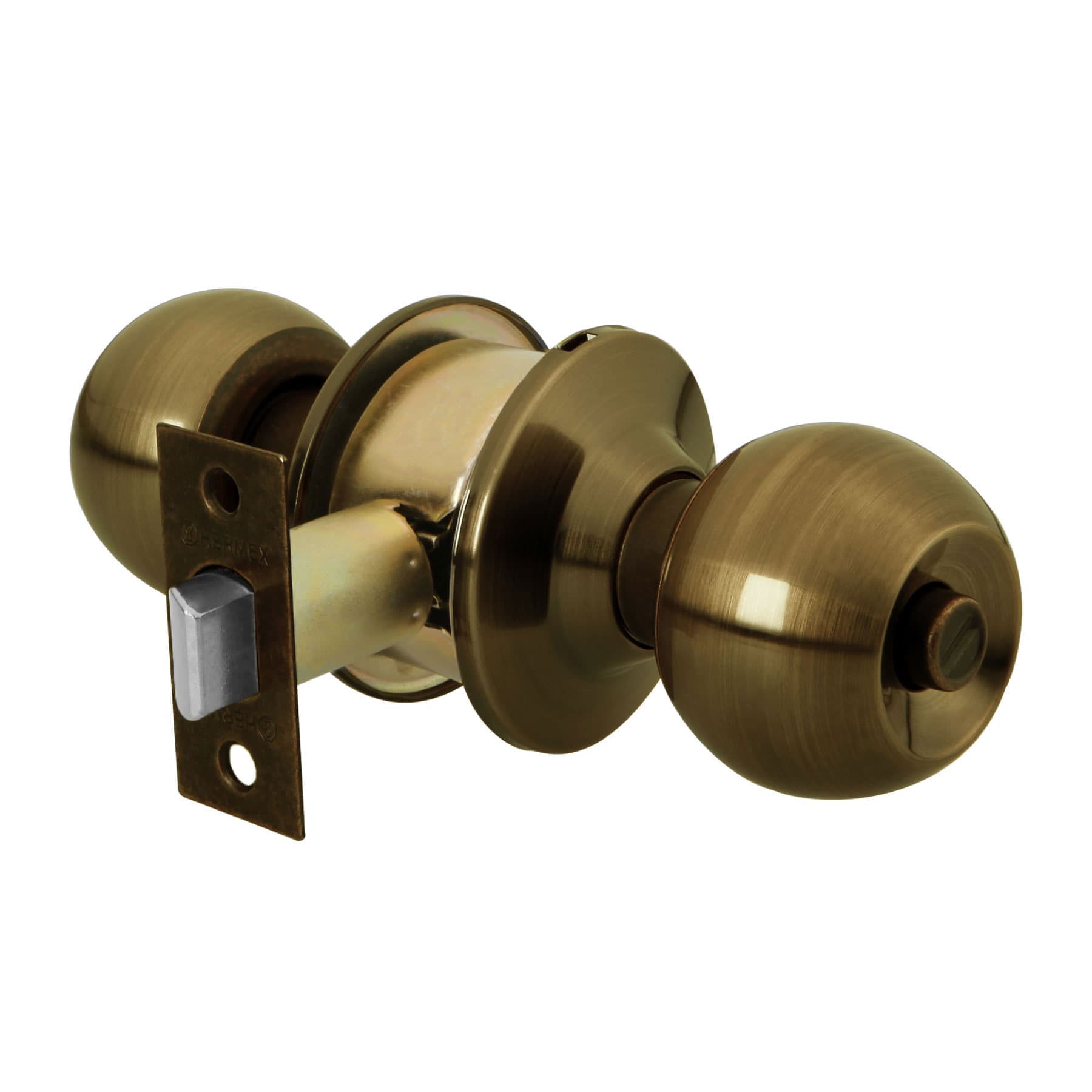 Cerradura tipo esfera, cilíndrico, baño, antiguo, BASIC, Hermex, BAL-LA-BP, 23567