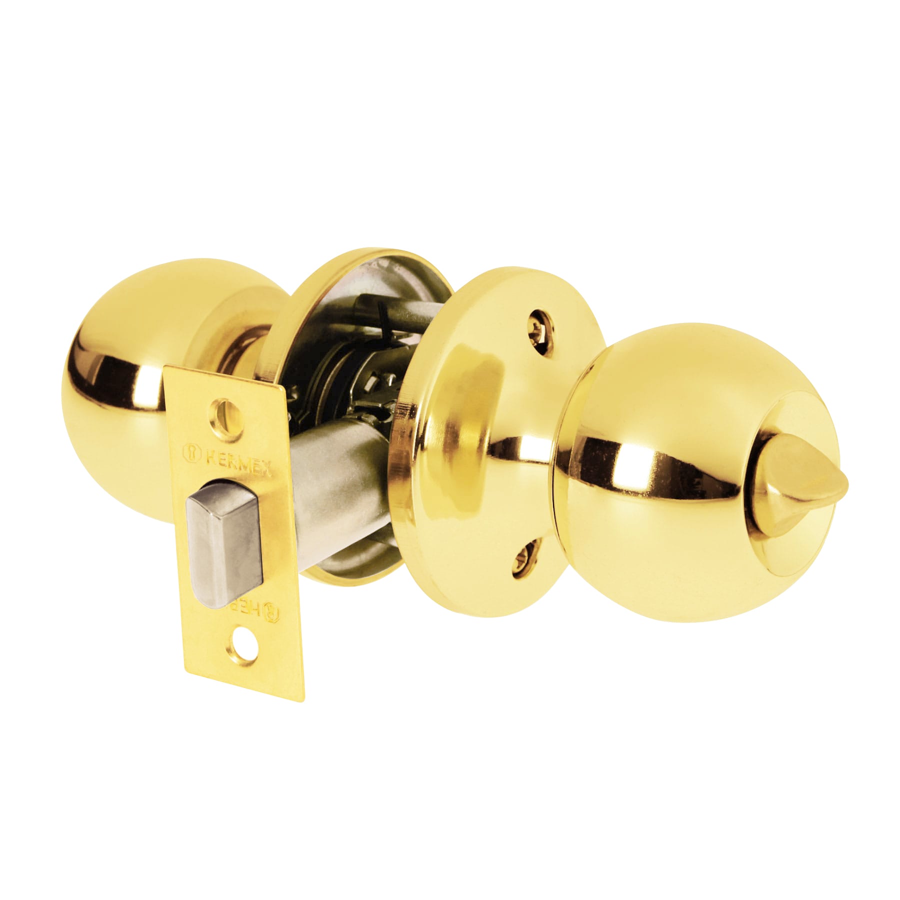 Cerradura tipo esfera, tubular, baño, brillante, BASIC, Hermex, BALT-LB-BP, 23661