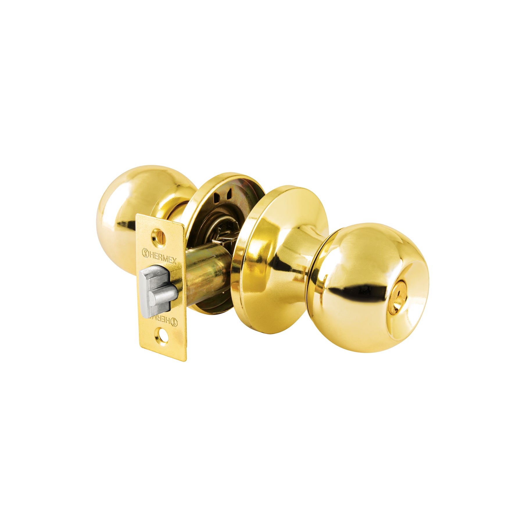 Cerradura tipo esfera, recámara, tubular, brillante, BASIC, Hermex, BALT-LB-RP, 23658