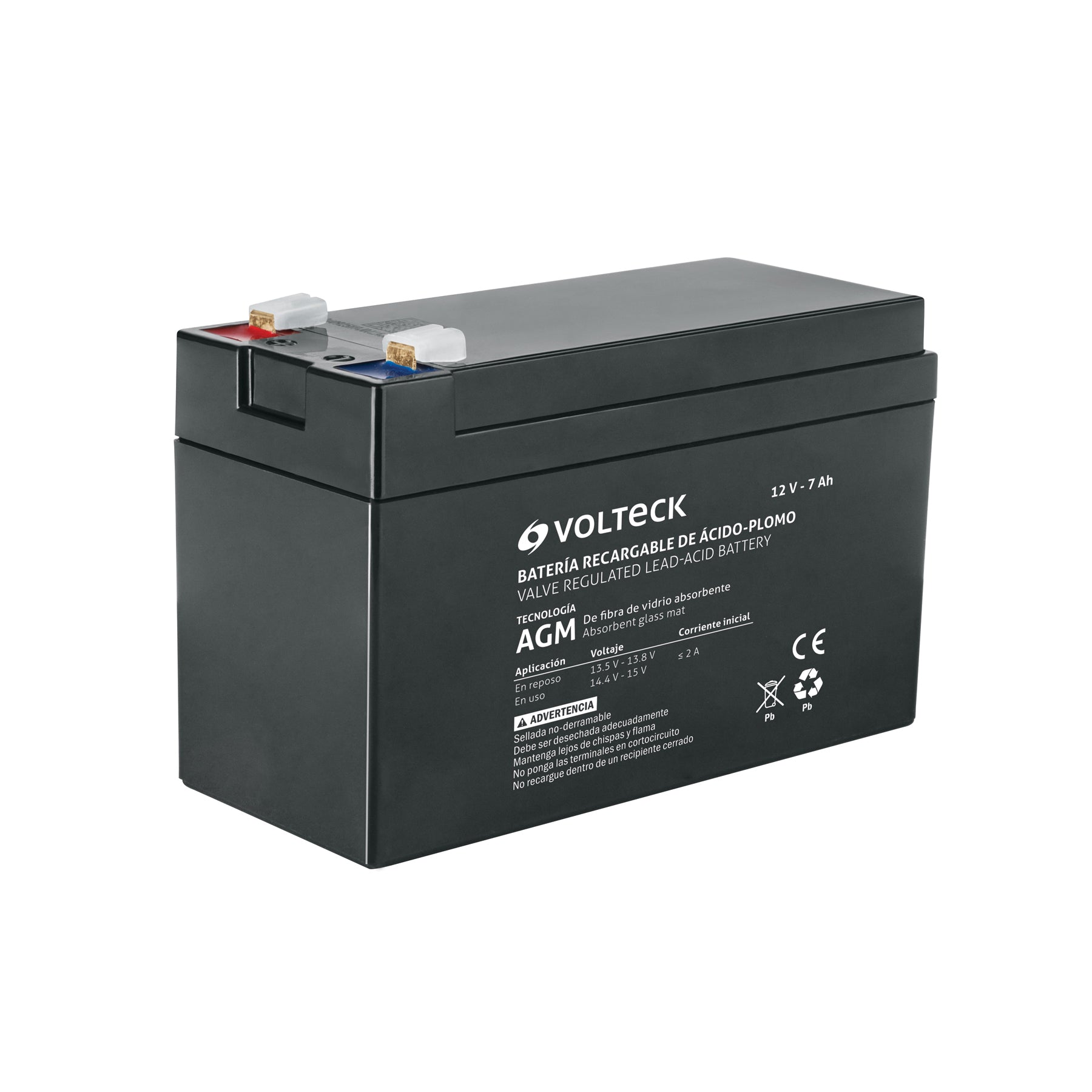 Batería sellada de ácido-plomo 12 Vcc 7 Ah, Volteck, BAT-1270, 45339