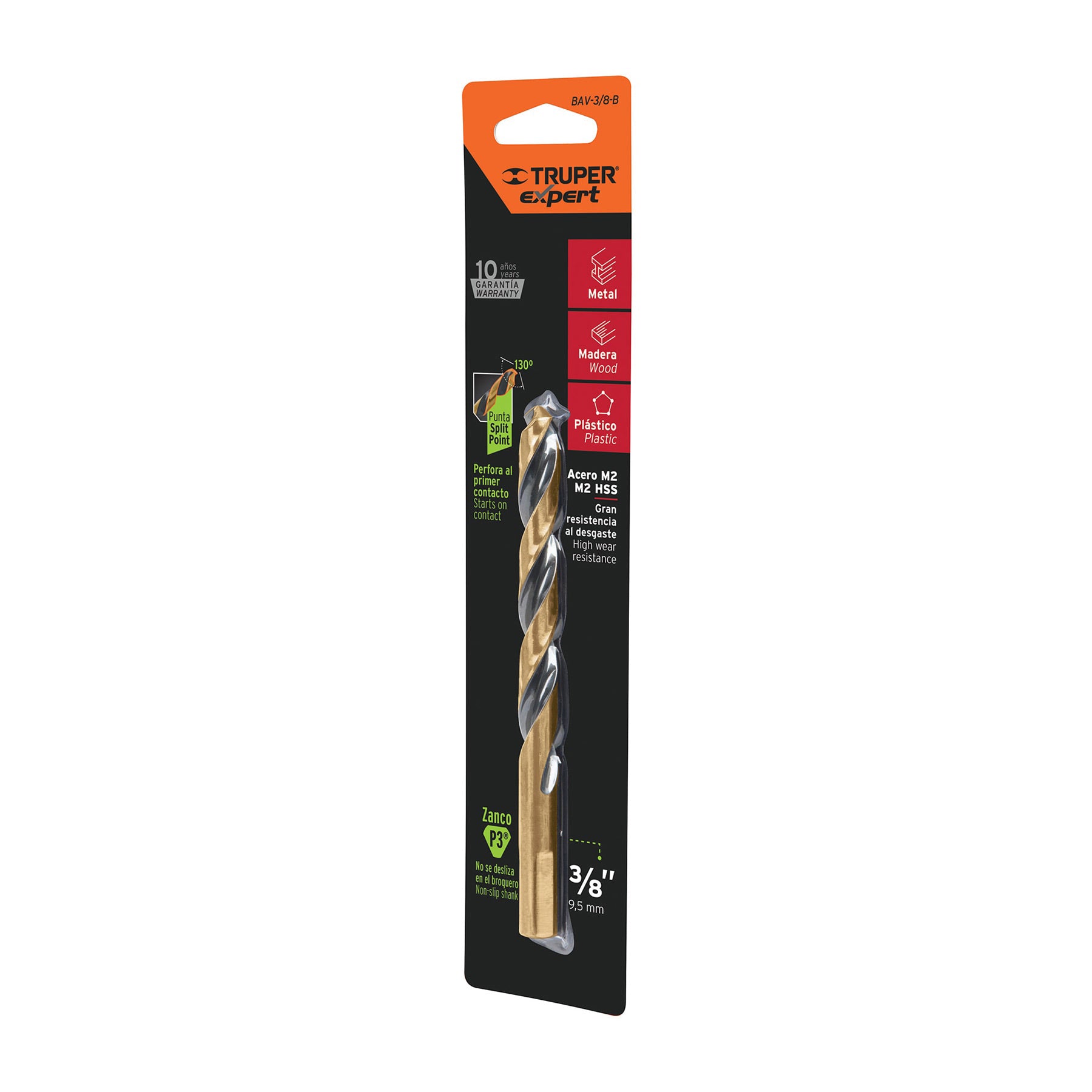 Broca HSS 3/8" Trugold para metal en blíster, Expert