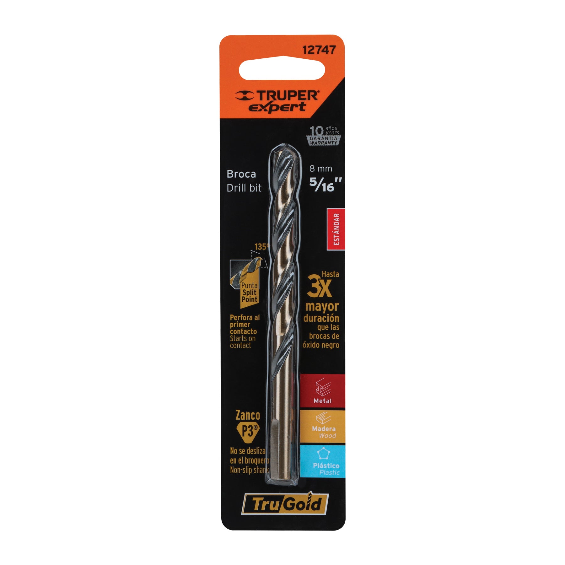 Broca HSS 5/16" Trugold para metal en blíster, Expert