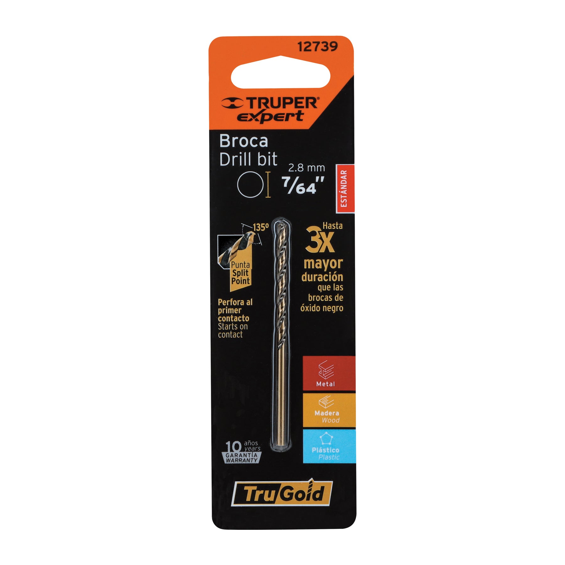 Broca HSS 7/64" Trugold para metal en blíster, Expert