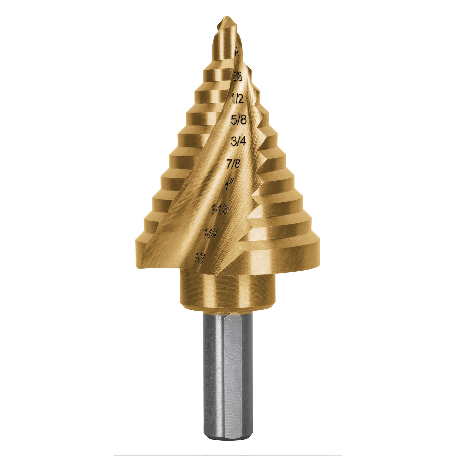 Broca escalonada titanio 10 escalones 1/4" a 1-3/8", Expert