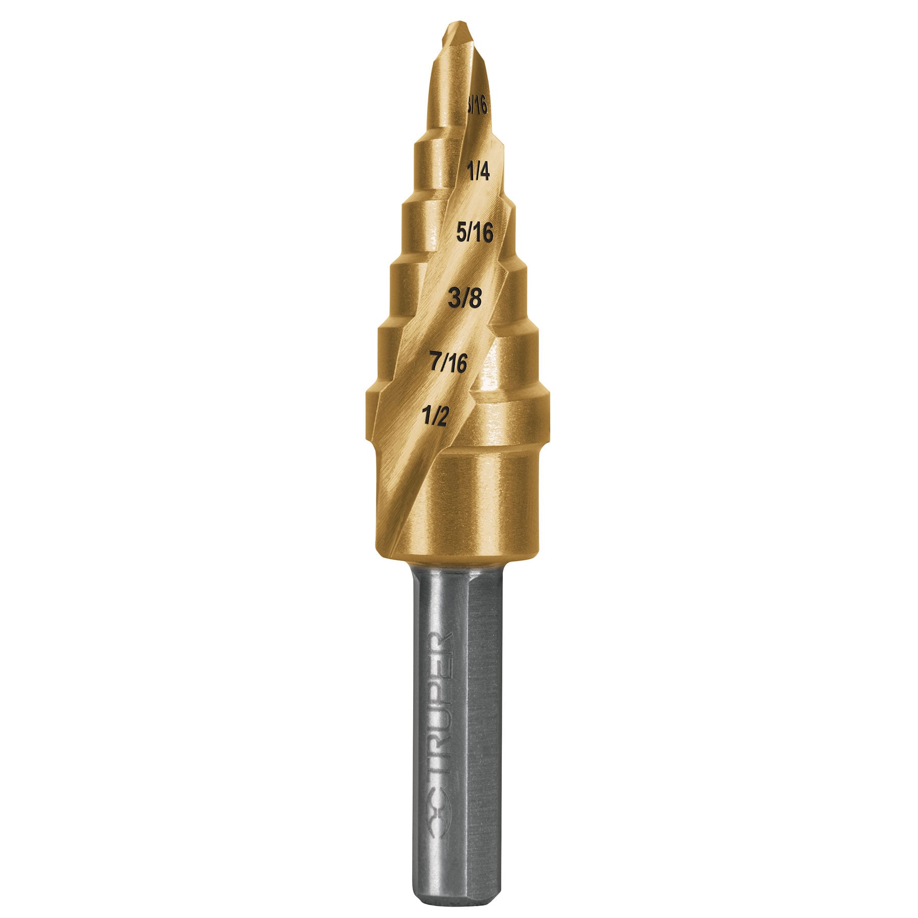 Broca escalonada titanio 6 escalones 3/16" a 1/2", Expert