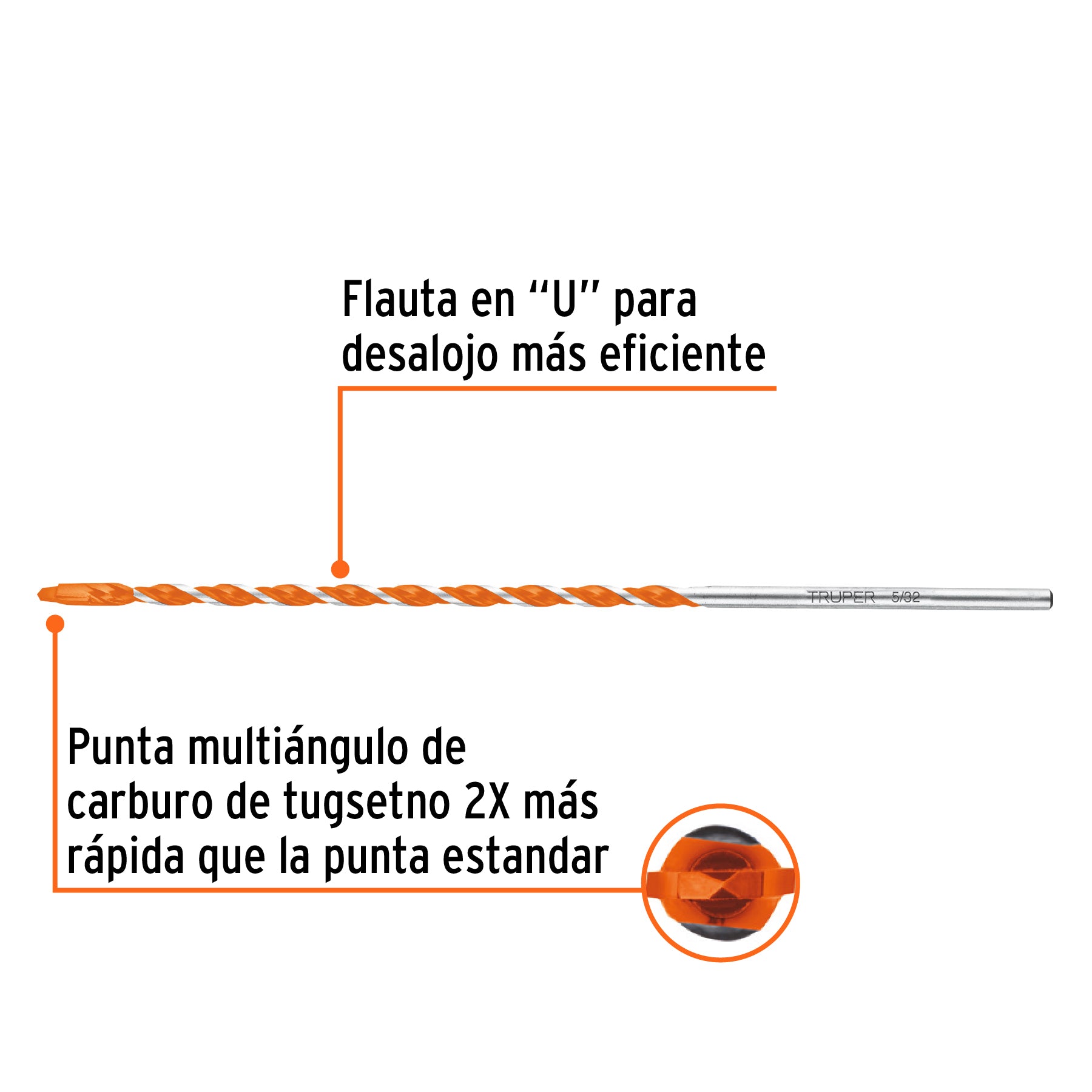 Broca multimaterial 5/32 x 6", Truper