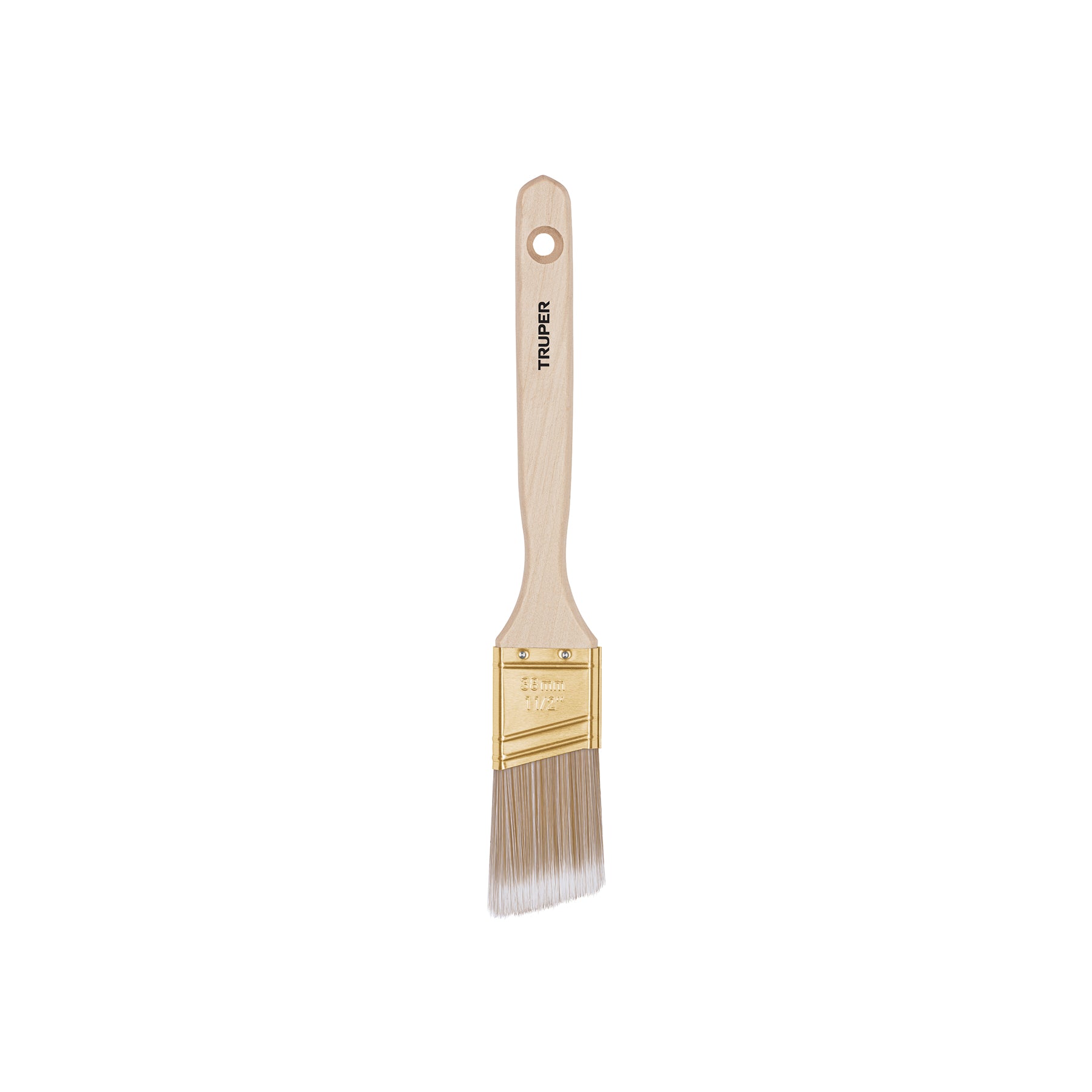Brocha cerdas sintéticas 1-1/2" corte angular, mango madera