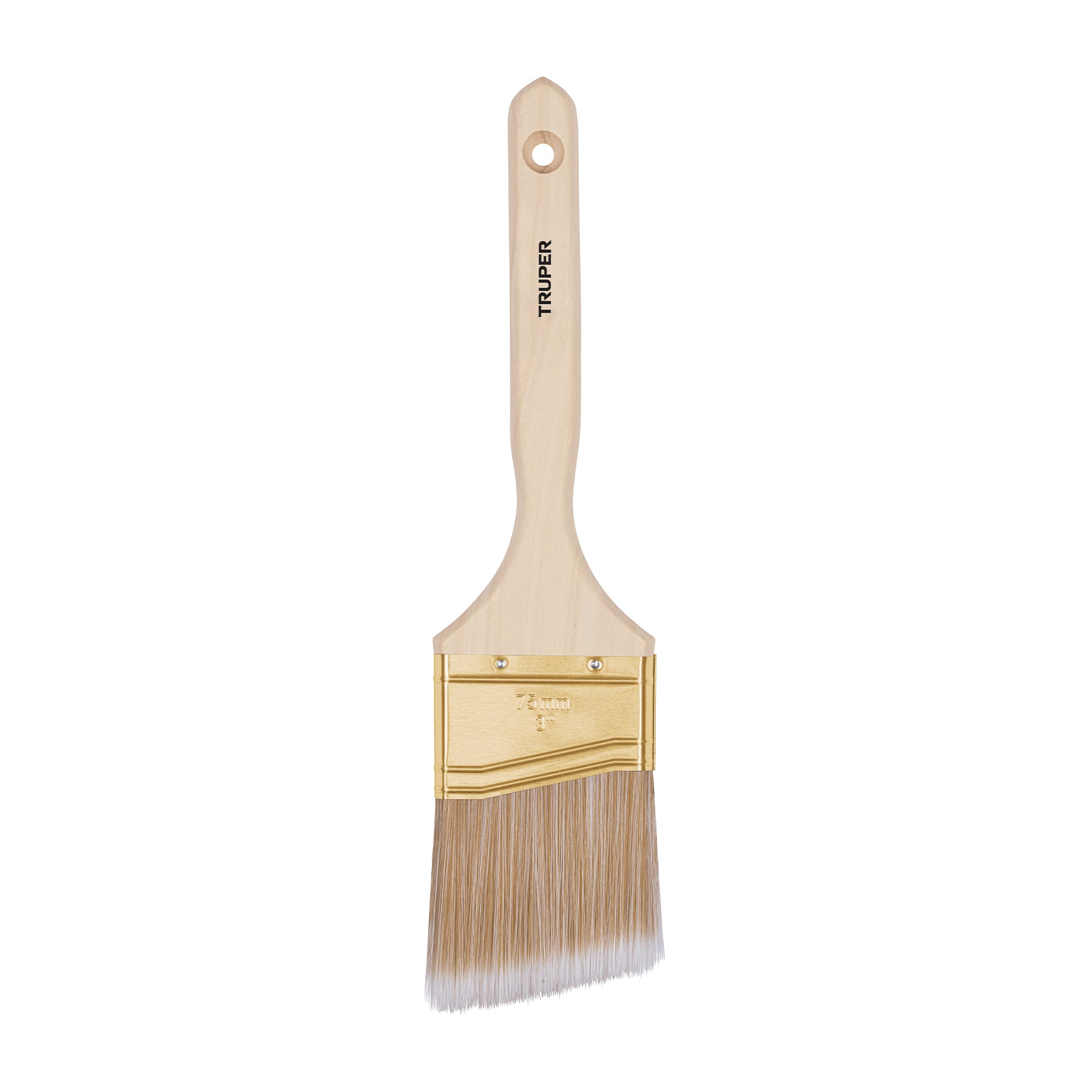 Brocha cerdas sintéticas 3" corte angular, mango de madera