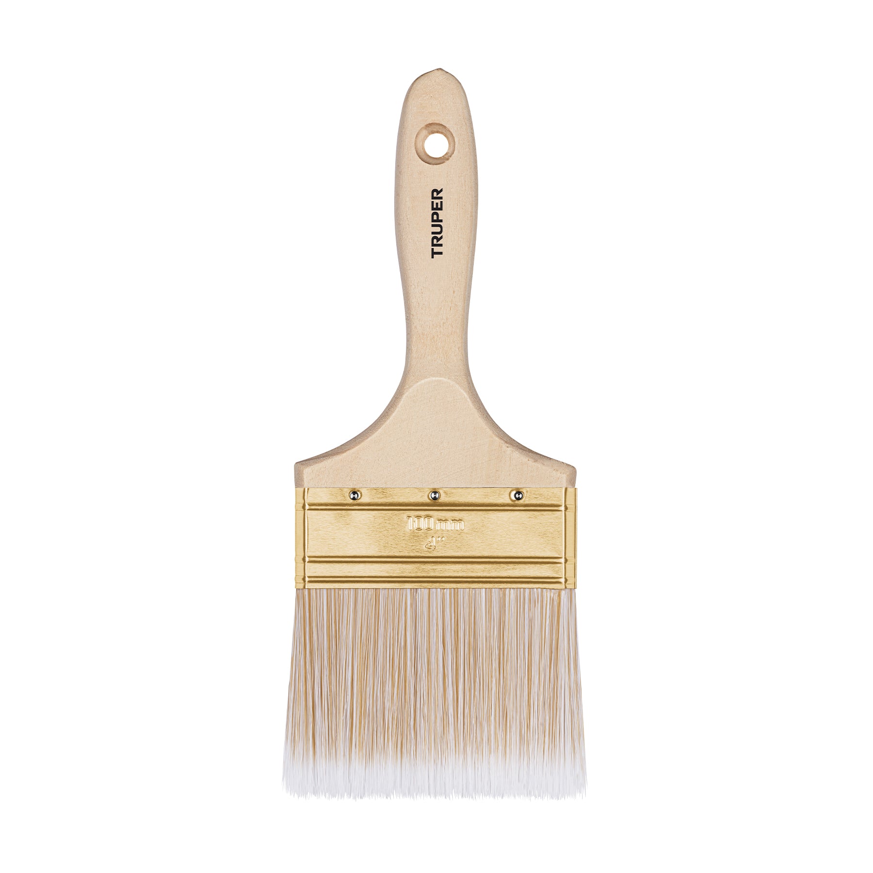 Brocha cerdas sintéticas 4" corte recto, mango de madera