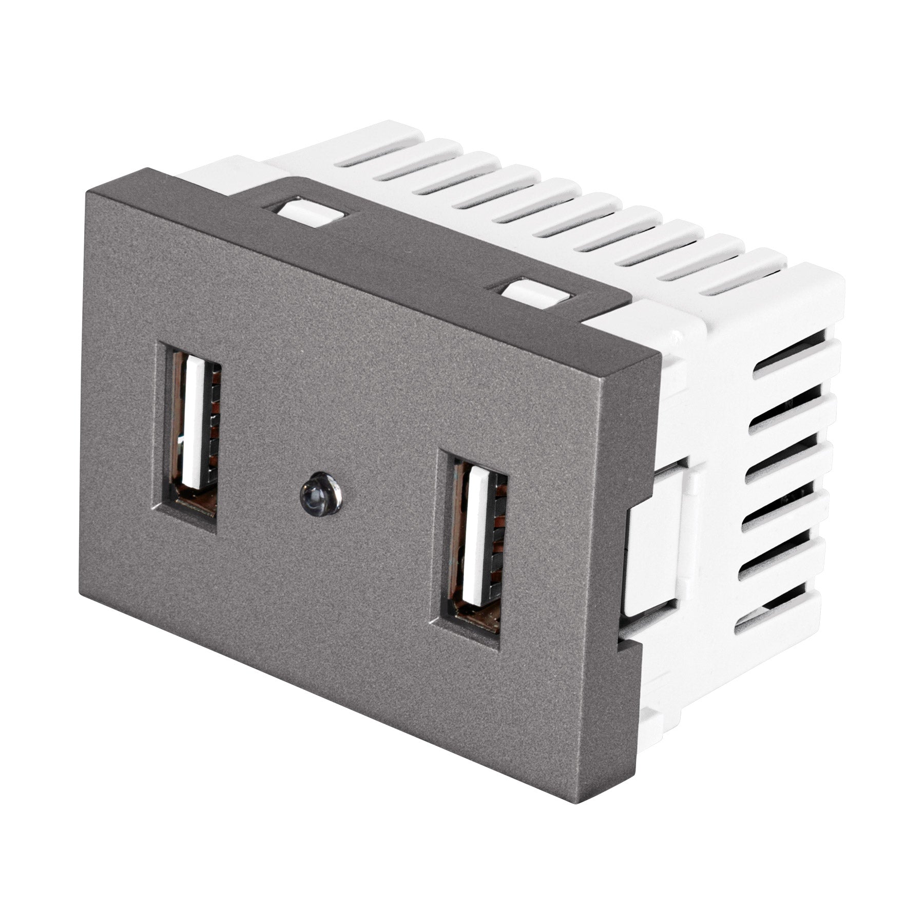 Toma 2 puertos USB acero inox de 1.5 módeloulos, línea Lisboa