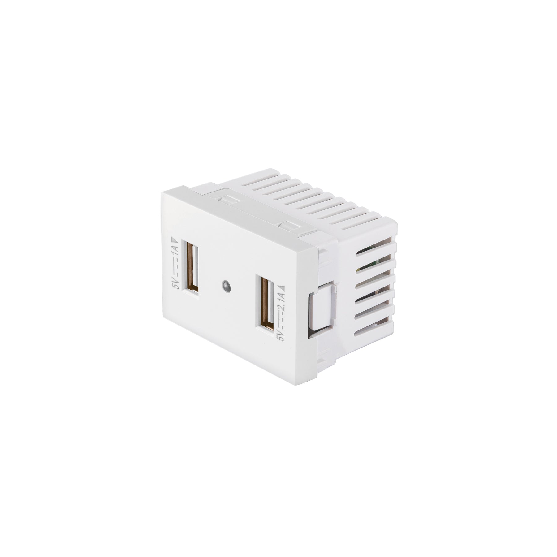 Toma con 2 puertos USB blanco de 1.5 módulos, línea Lisboa, Volteck, C2USB-LB, 47949