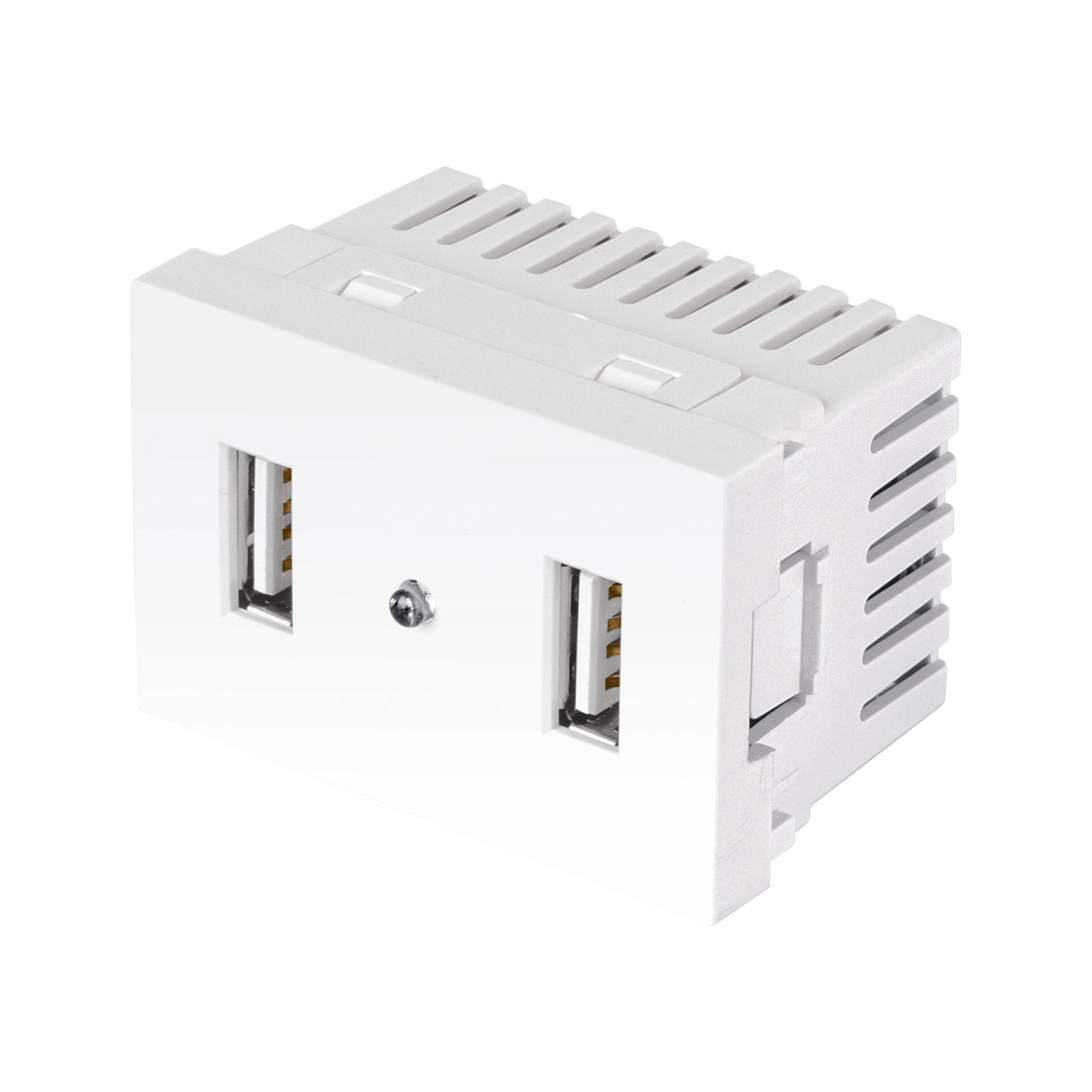 Toma con 2 puertos USB blanco de 1.5 módeloulos, línea Lisboa