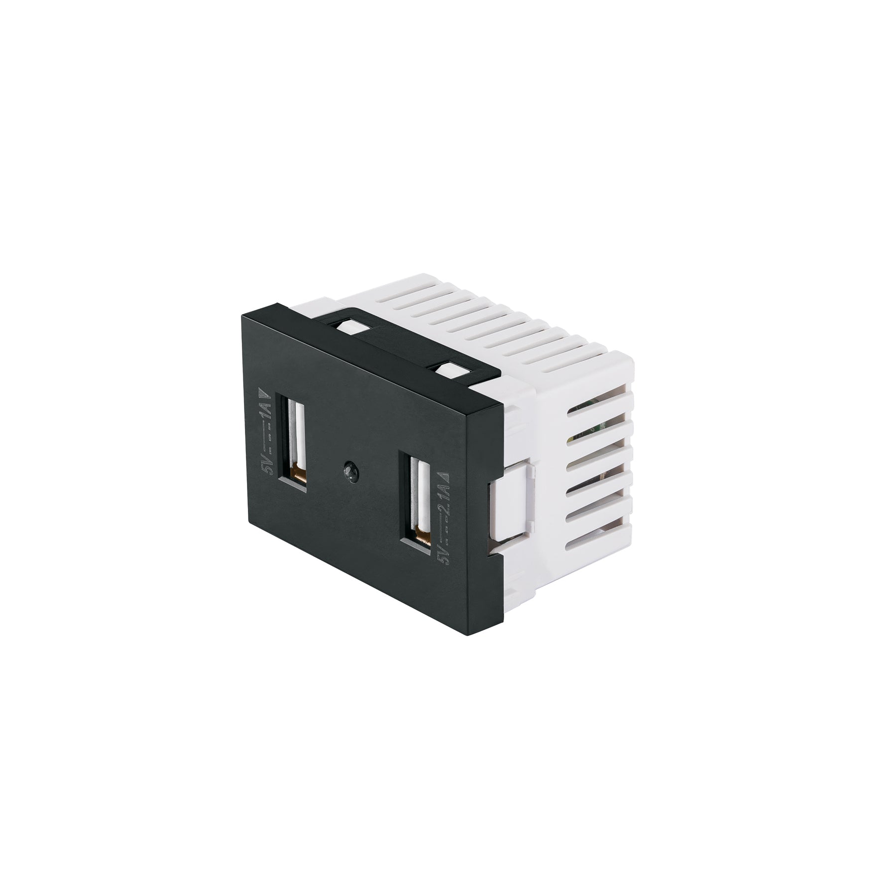 Toma con 2 puertos USB negro de 1.5 módulos, línea Lisboa, Volteck, C2USB-LN, 47882