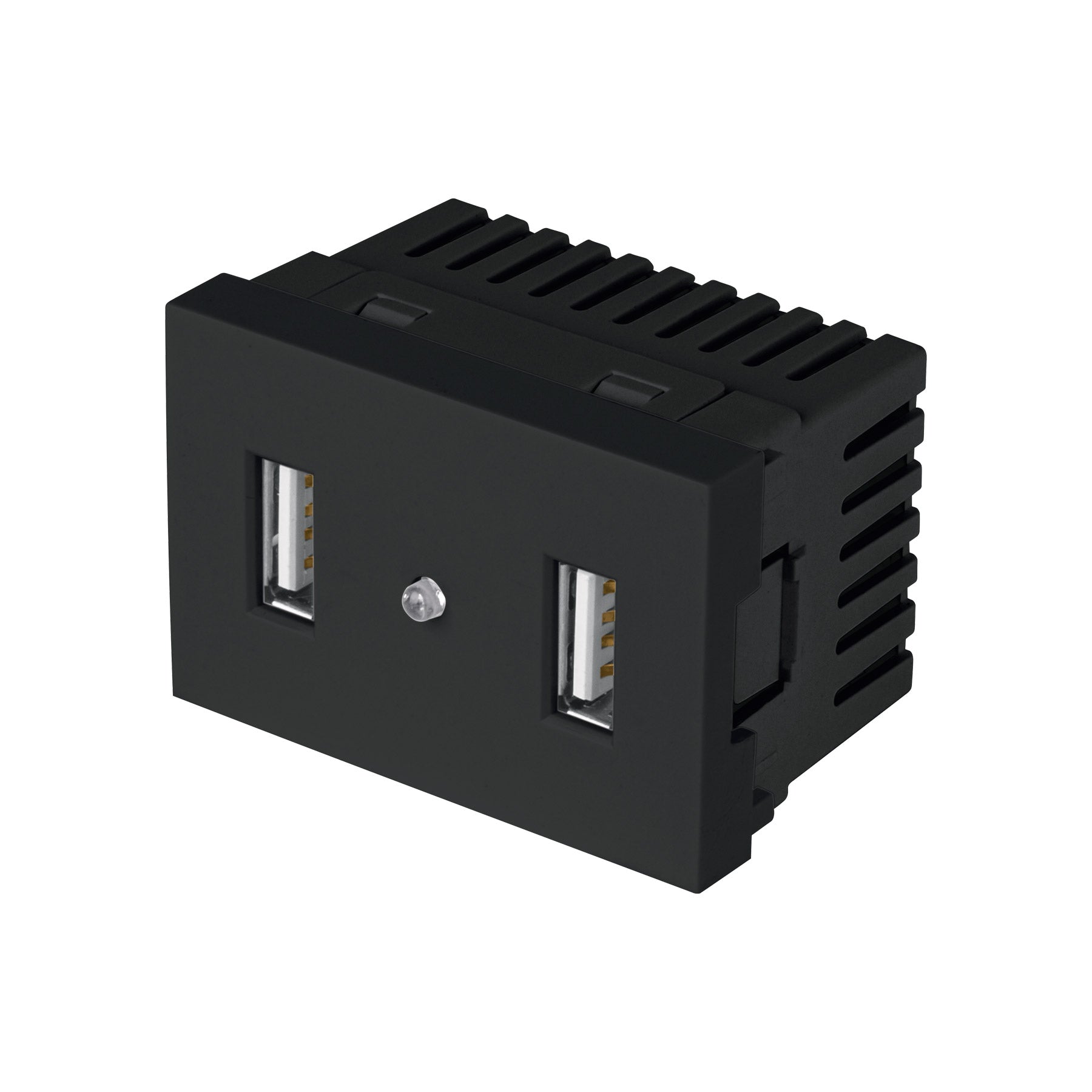 Toma con 2 puertos USB negro de 1.5 módeloulos, línea Lisboa