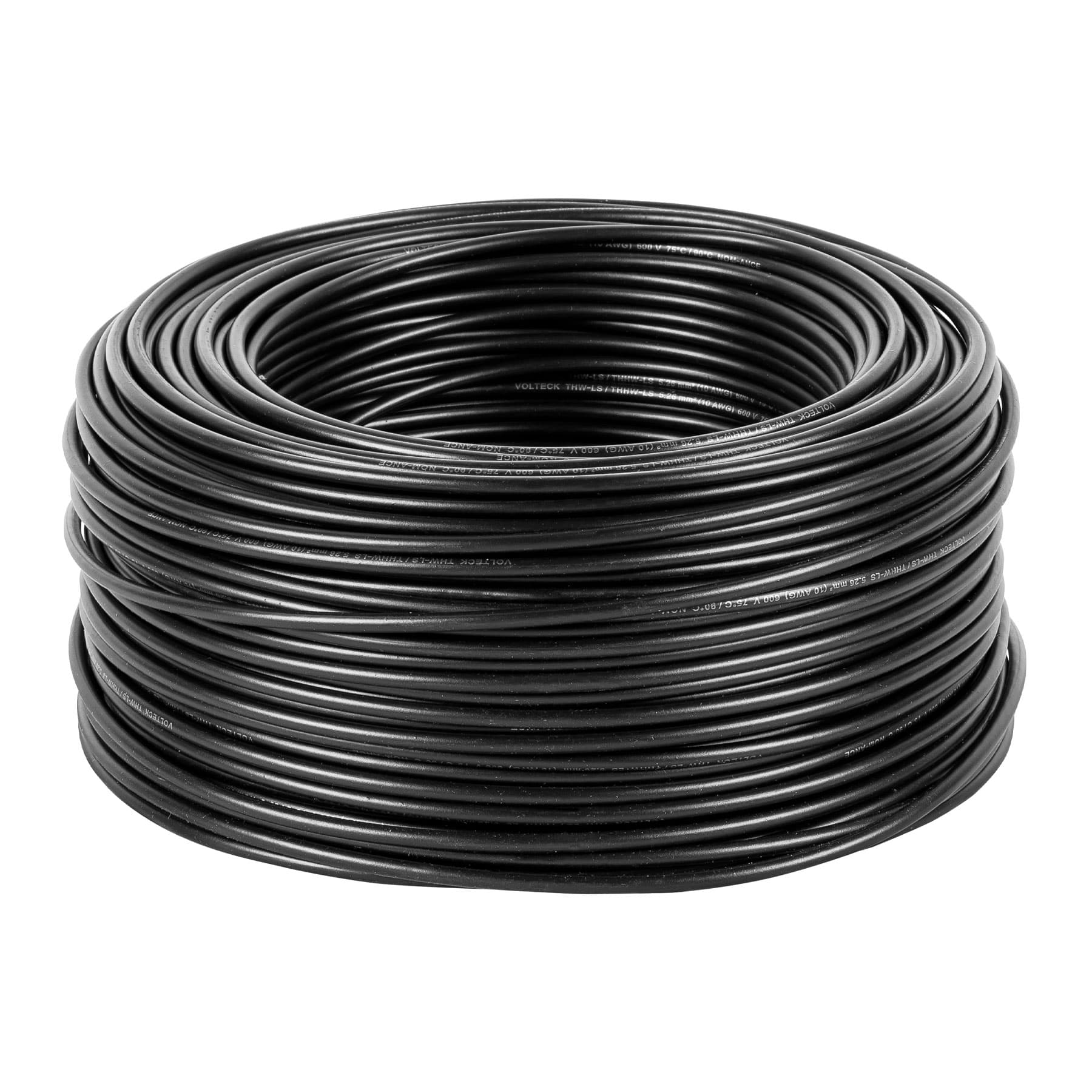 Rollo de 100 m de cable THHW-LS 10 AWG negro, Volteck, CAB-10N, 46051