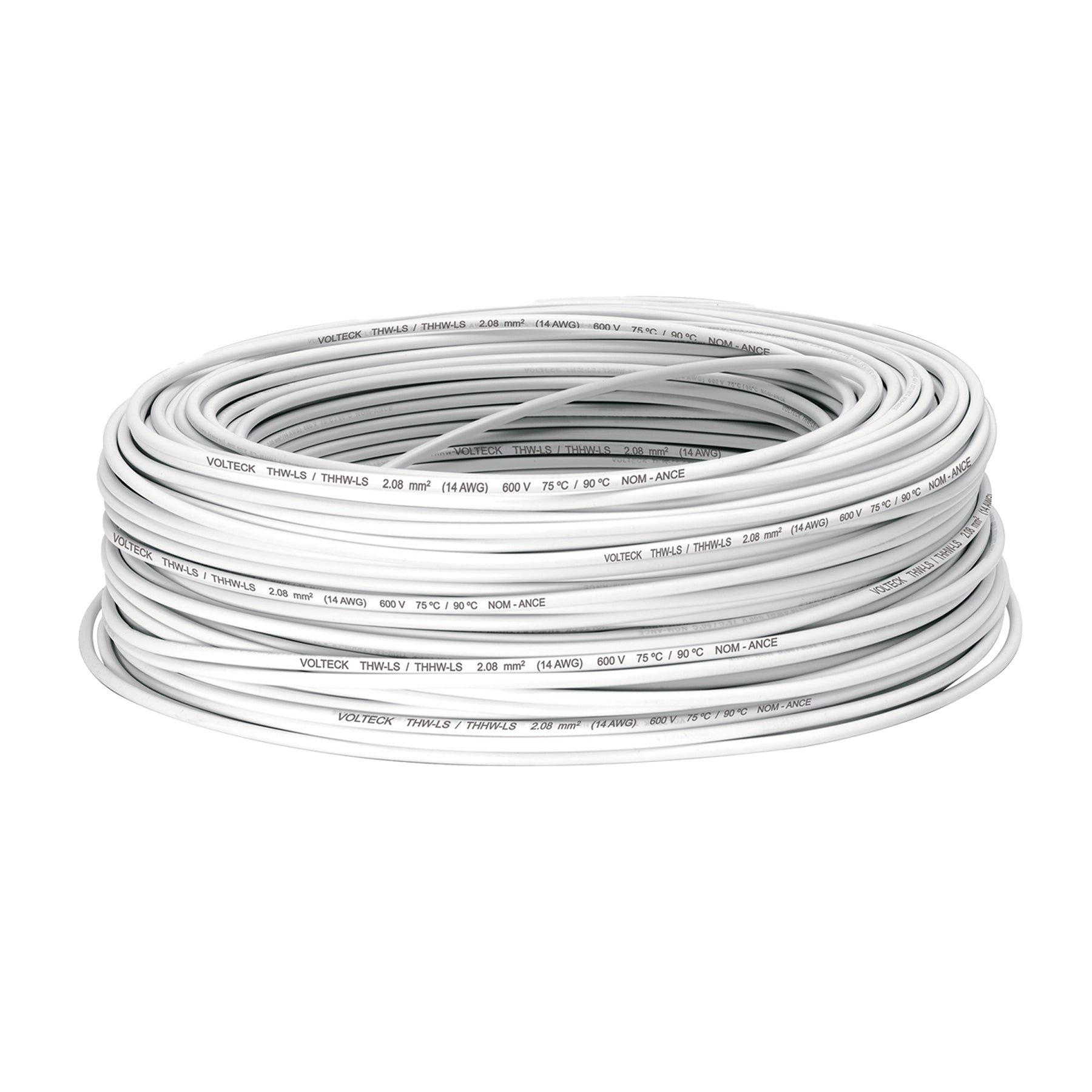 Rollo de 100 m de cable THHW-LS 14 AWG blanco, Volteck, CAB-14B, 46057