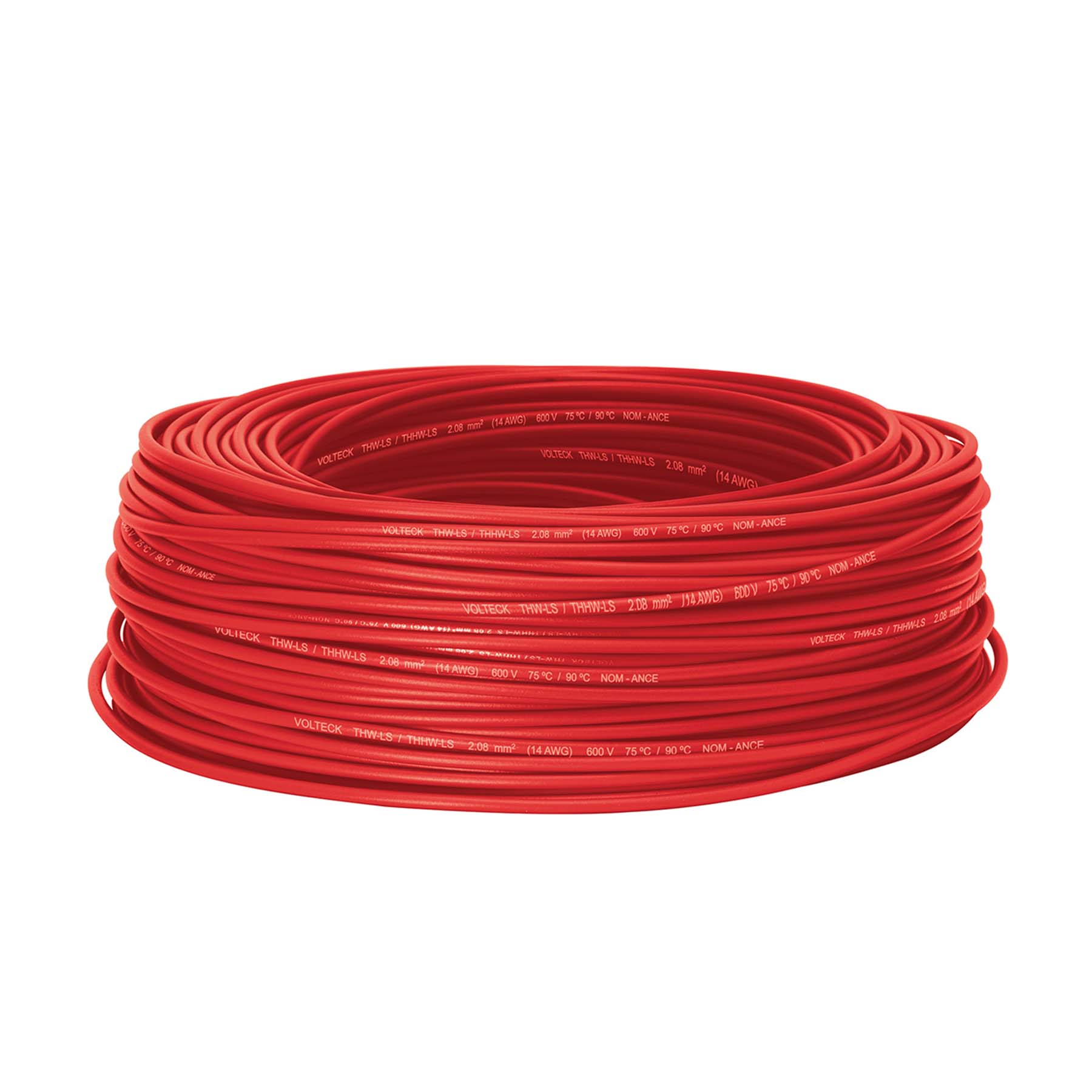 Rollo de 100 m de cable THHW-LS 14 AWG rojo, Volteck, CAB-14R, 46061