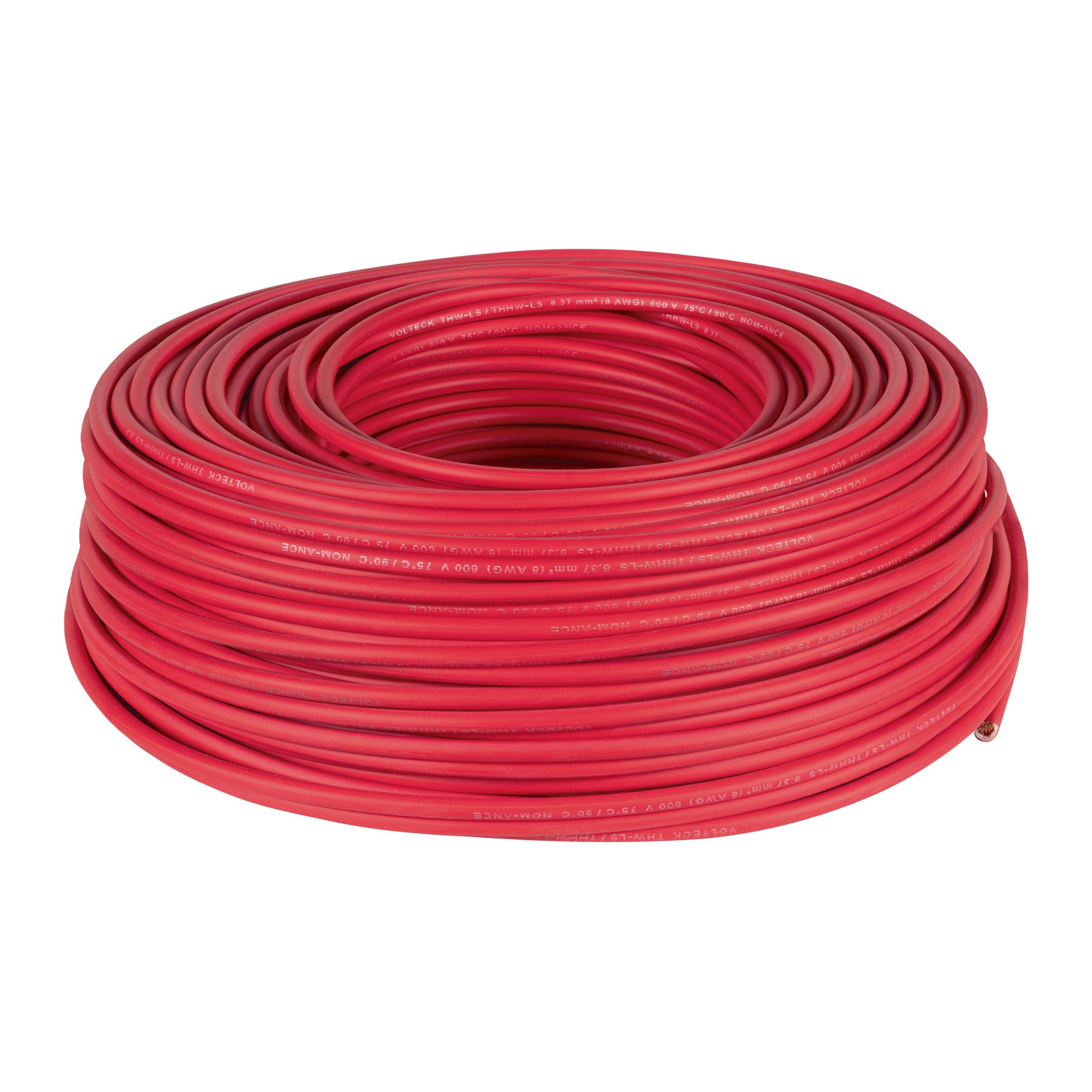 Rollo de 100 m de cable THHW-LS 8 AWG rojo, Volteck, CAB-8R, 46058
