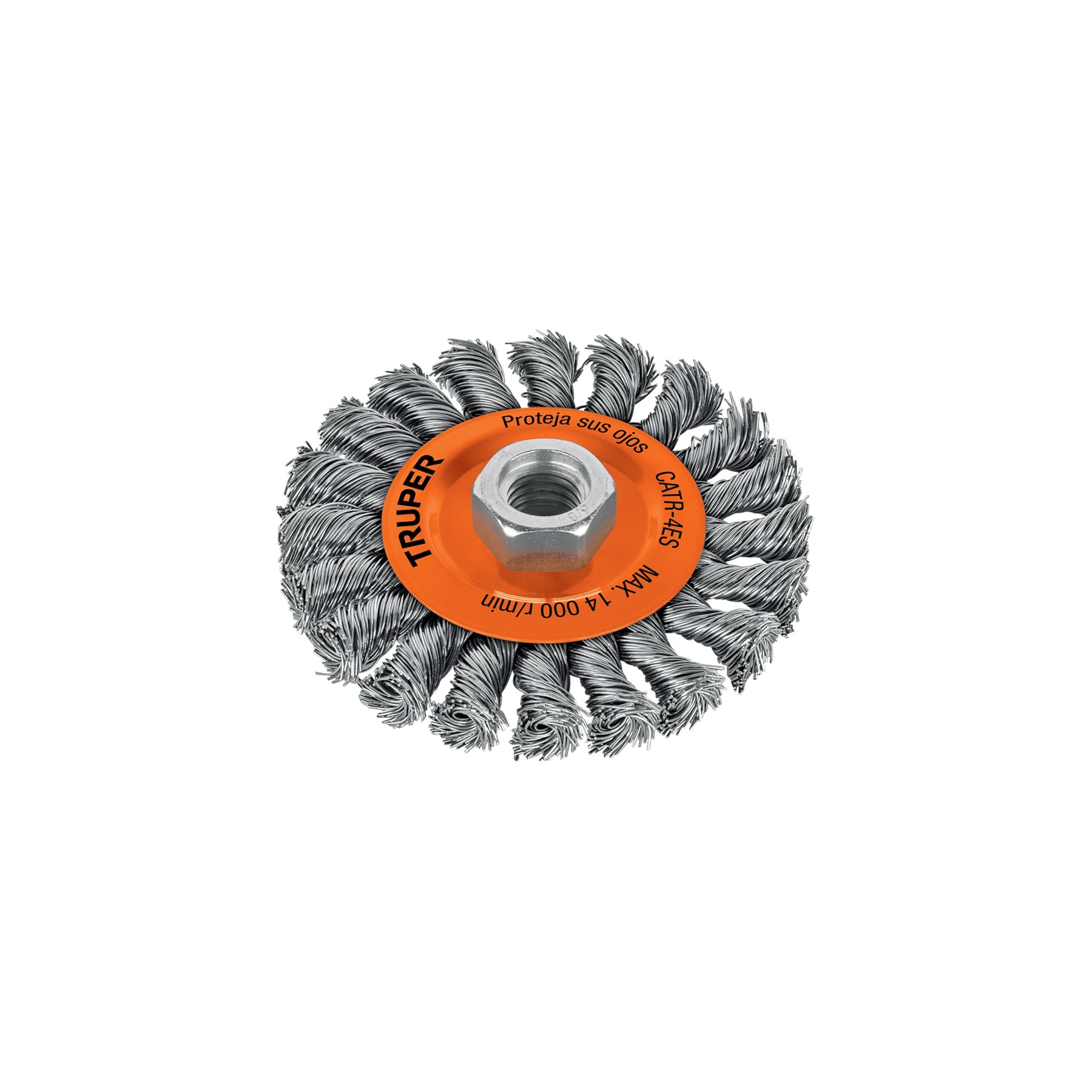 Carda circular 4" alambre trenzado, eje 5/8"-11, Truper