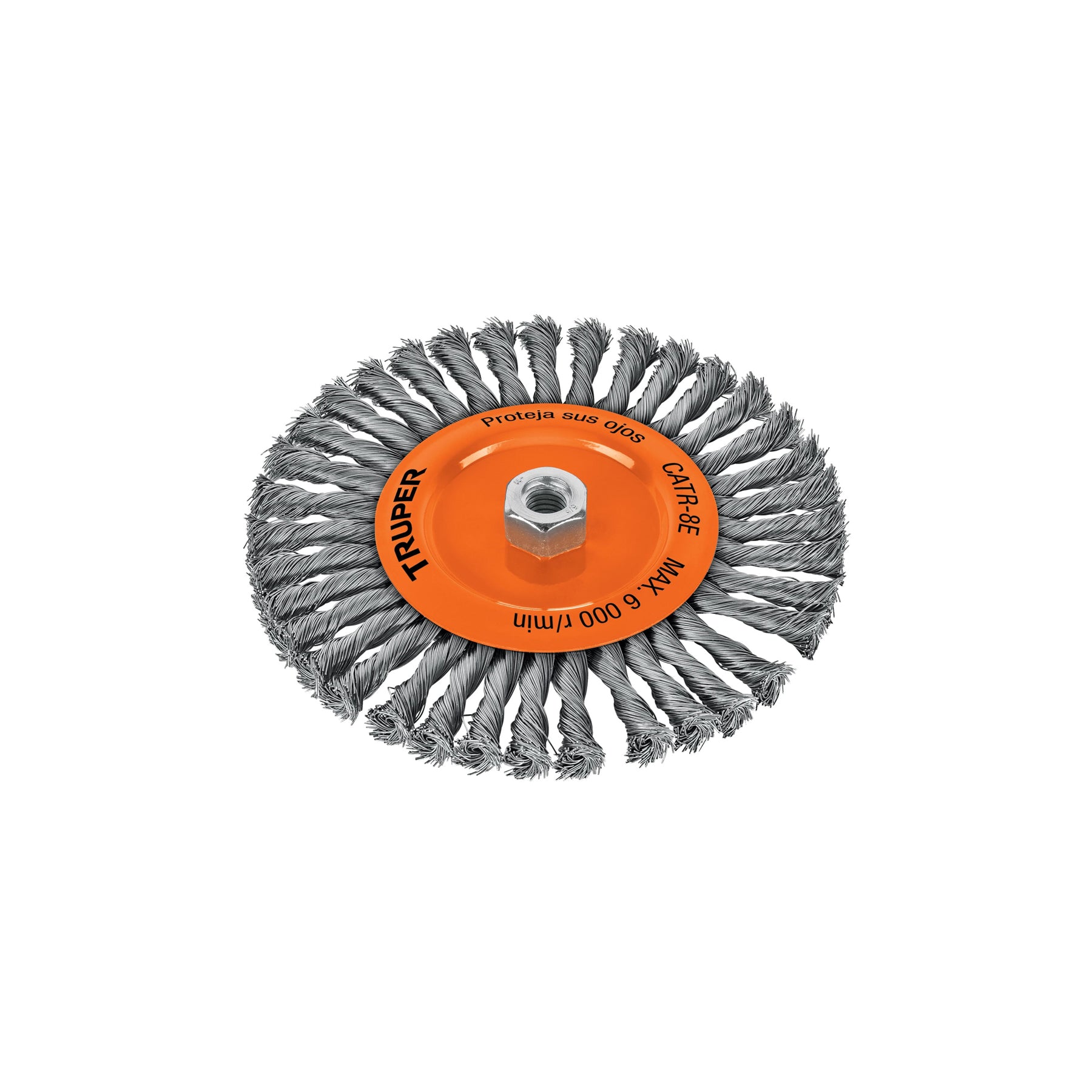 Carda circular 8" alambre trenzado, eje 5/8"-11, Truper