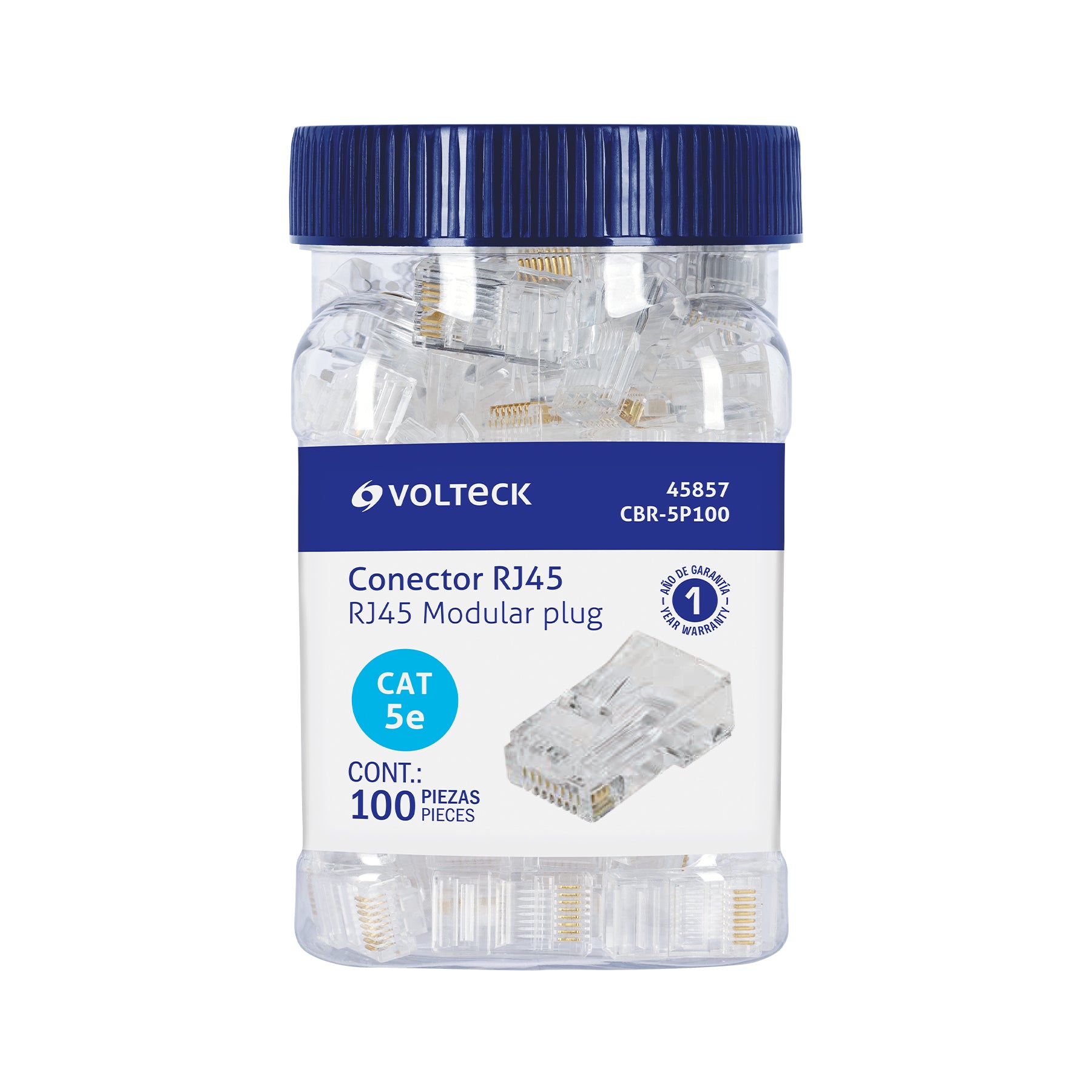 Plug RJ45 CAT5E, Bote con 100 piezas, VOLTECK