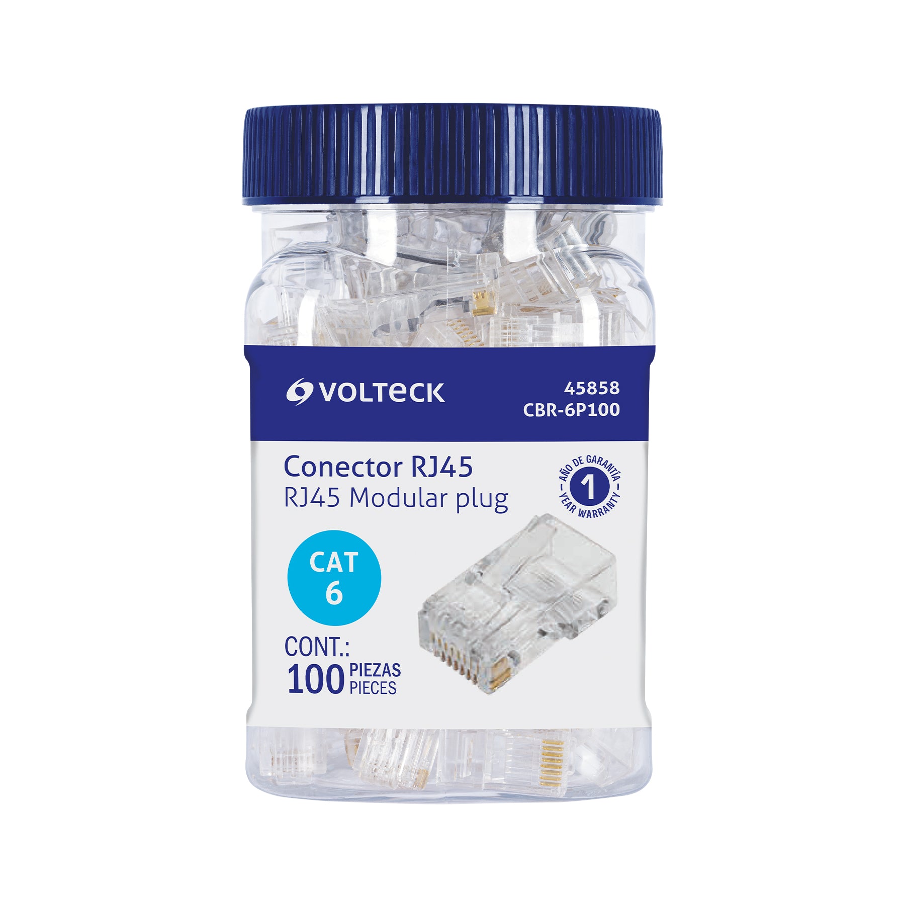 Plug RJ45 CAT6, Bote con 100 piezas, VOLTECK