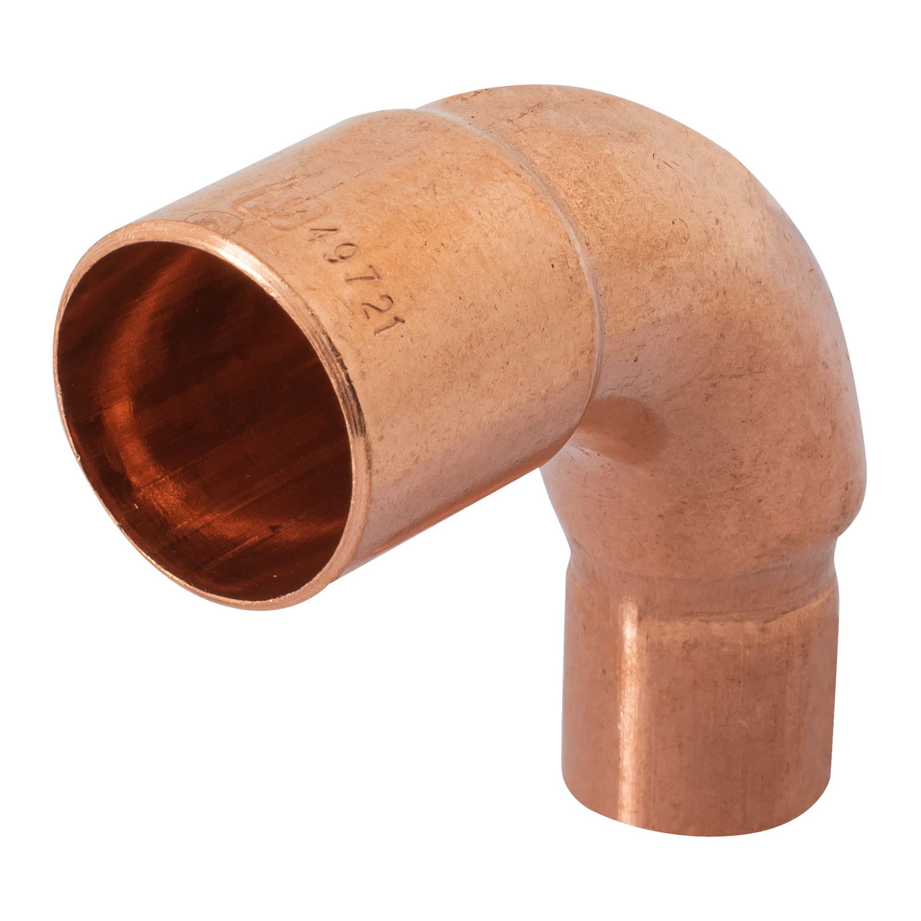 Codo 90∞ reducción de cobre de 3/4" x 1/2", Foset