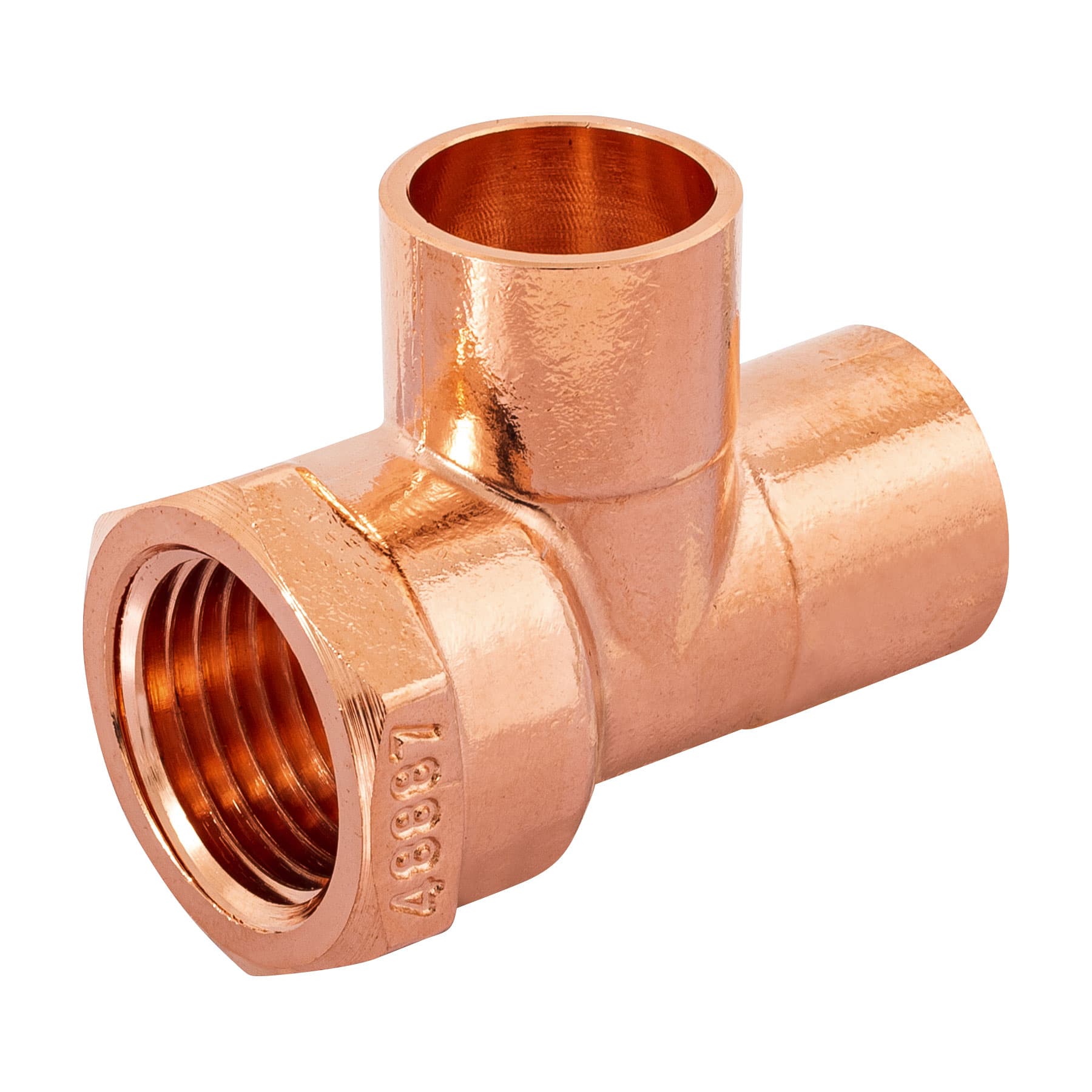 Tee de cobre rosca interior lateral 1/2", Foset