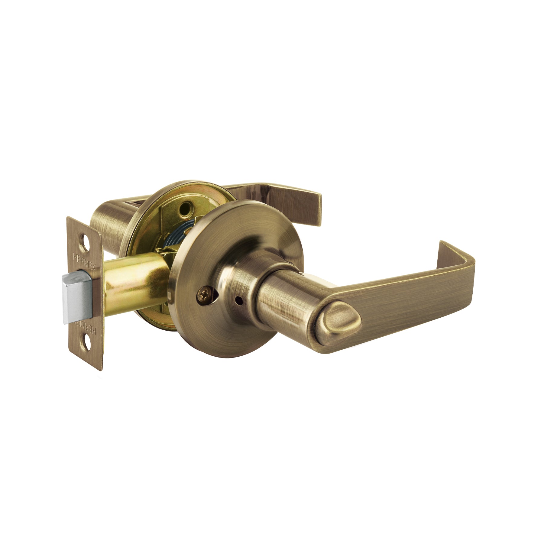 Cerradura manija "Siena" para baño, latón antiguo, Hermex