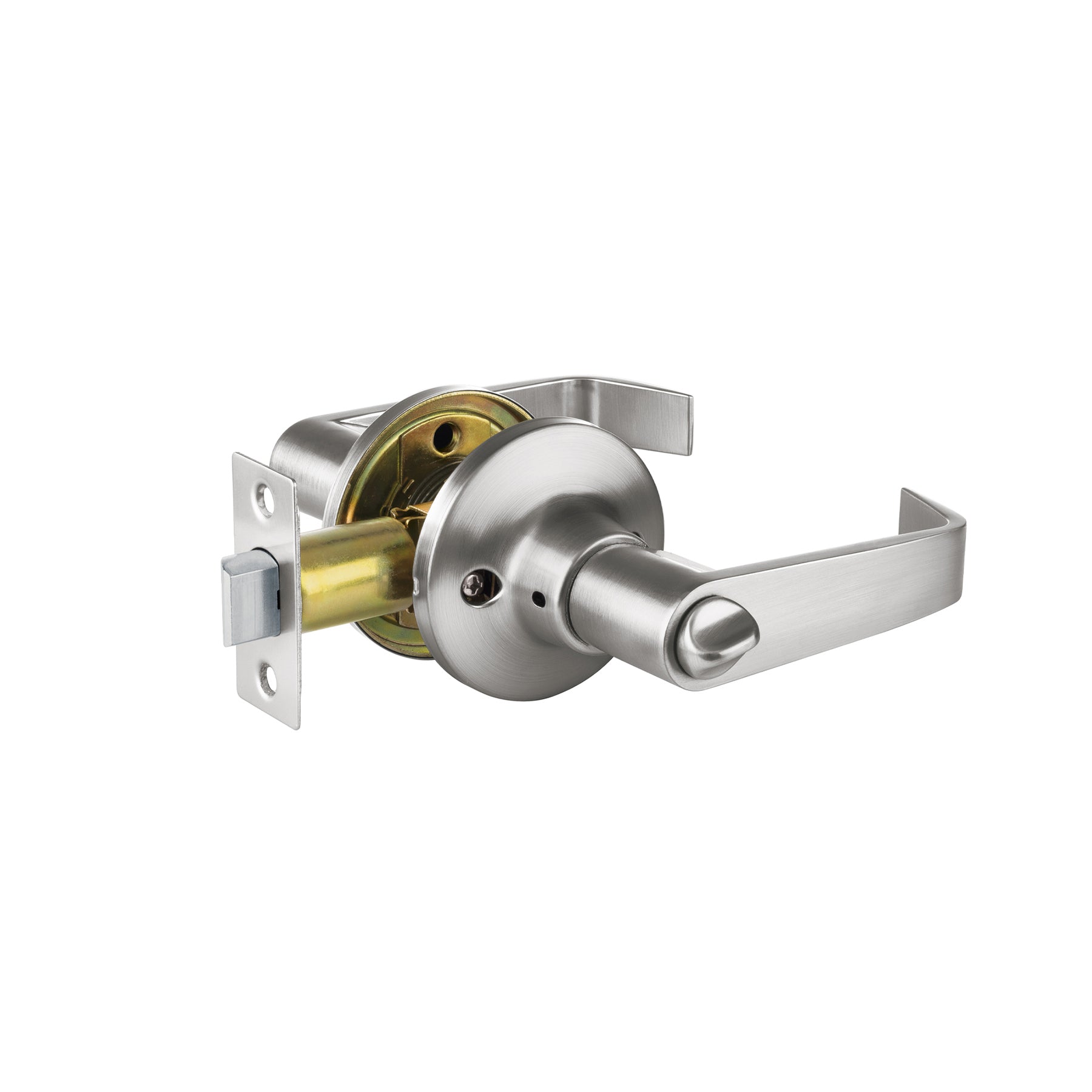 Cerradura manija "Siena" para recámara cromo mate, Hermex