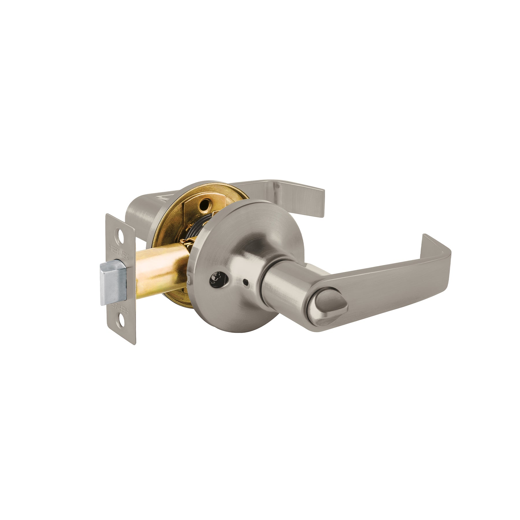 Cerradura manija "Siena" para recámara, níquel satinado, Hermex