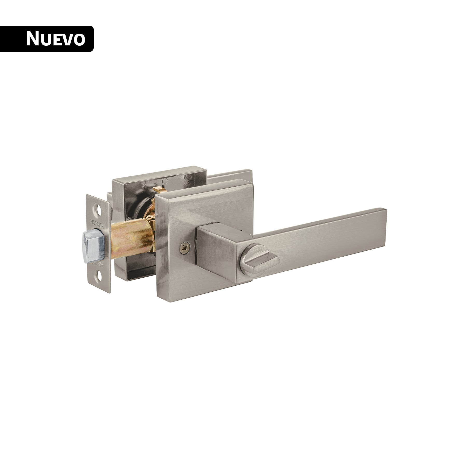 Cerradura manija "Módena" para recámara, níquel satinado, Hermex, CEMA-24R, 43995
