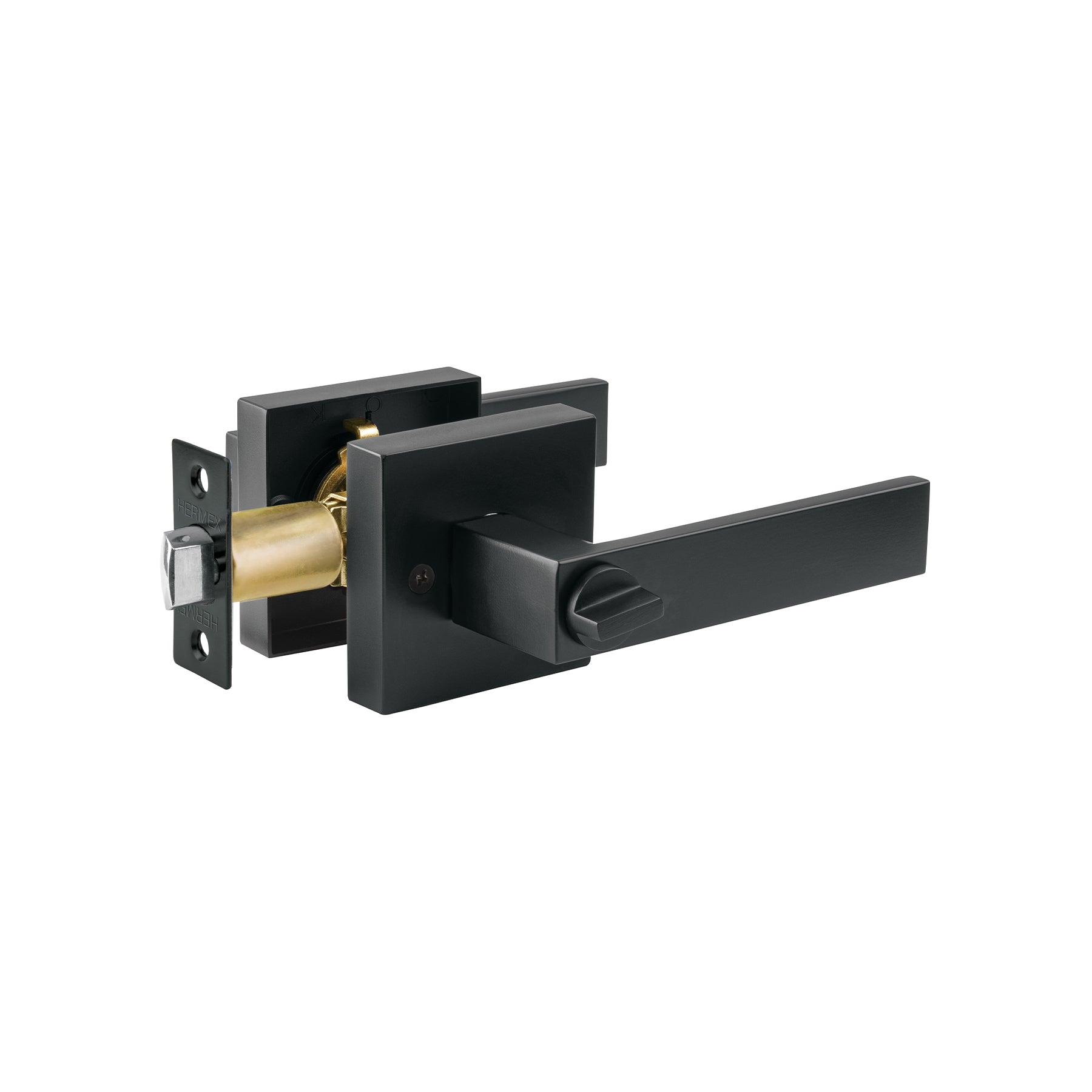 Cerradura manija "Módena" para baño, negro mate, Hermex