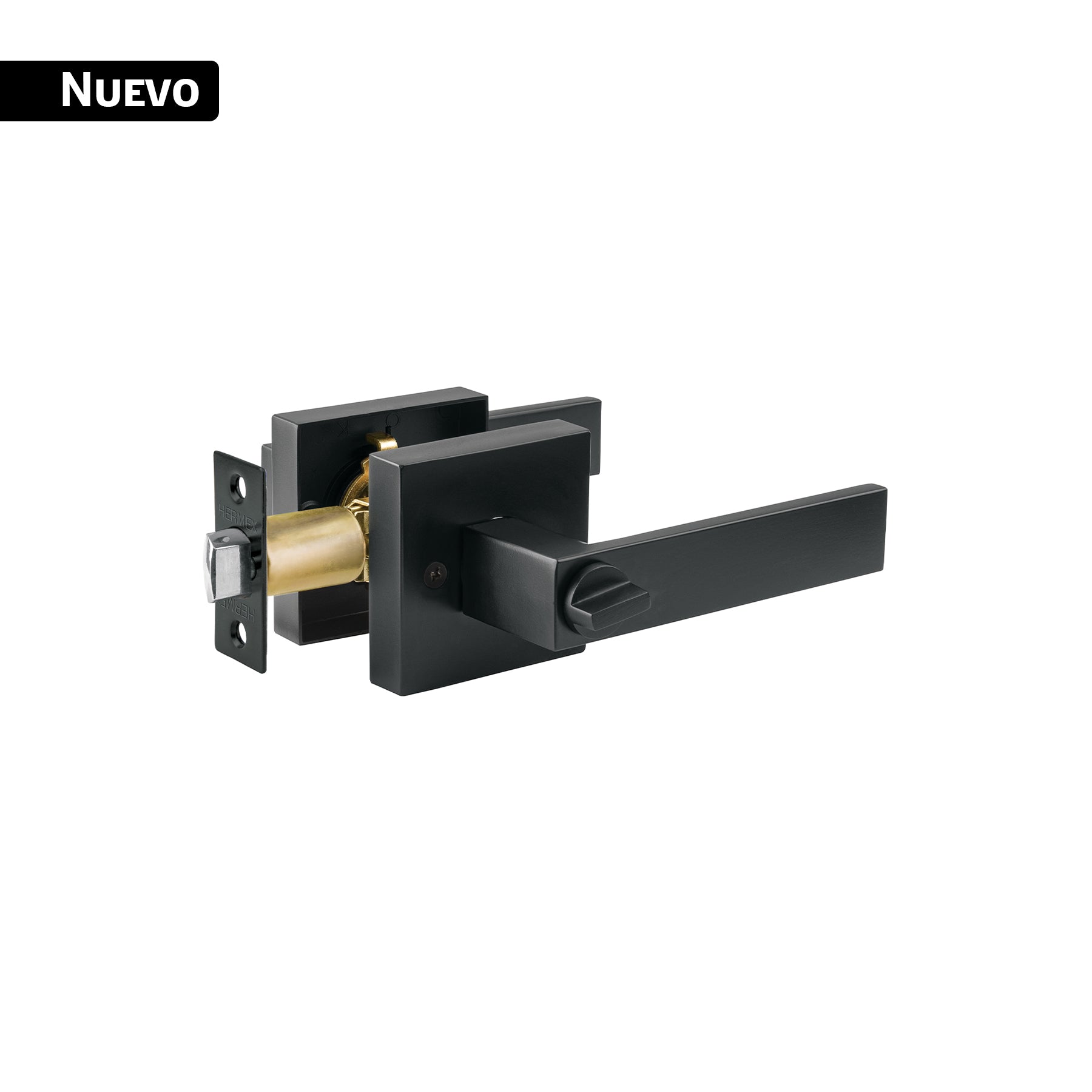 Cerradura manija "Módena" para baño, negro mate, Hermex, CEMA-26B, 45337